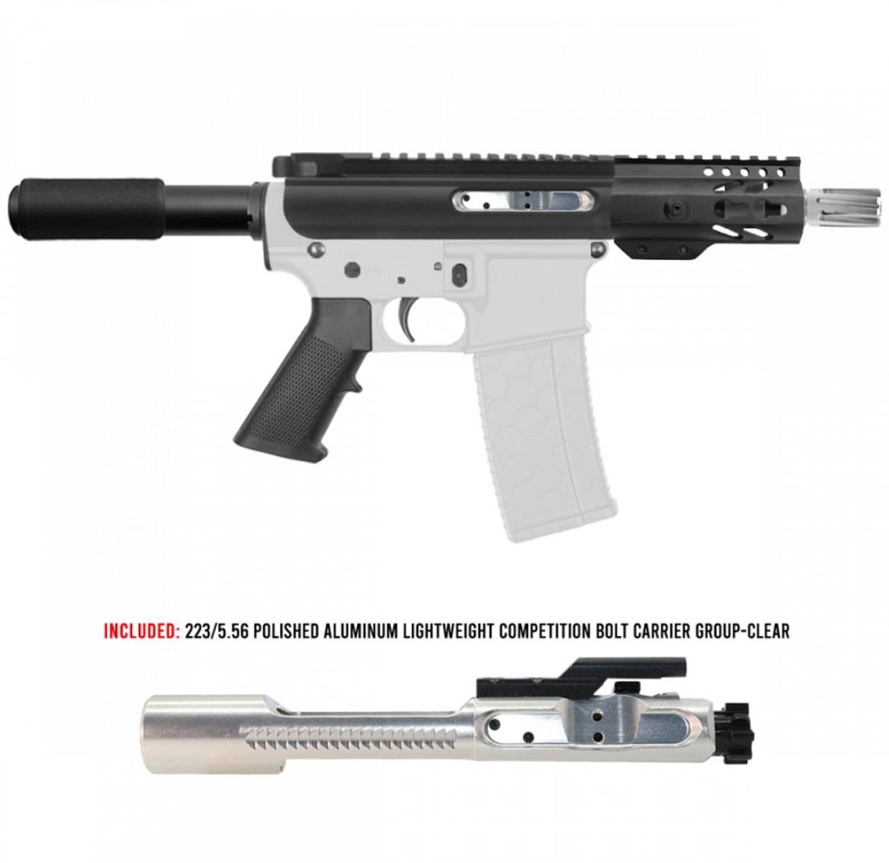 MCS AR-15 5.56 NATO 5'' PISTOL KIT - FORGED UPPER WITH 4'' M LOK RAIL - INCLUDED SILVER BCG 