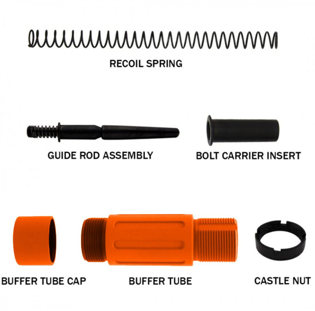 AR-15 Complete Compact Short Buffer Tube Kit 3.5'' Cerakote - Orange