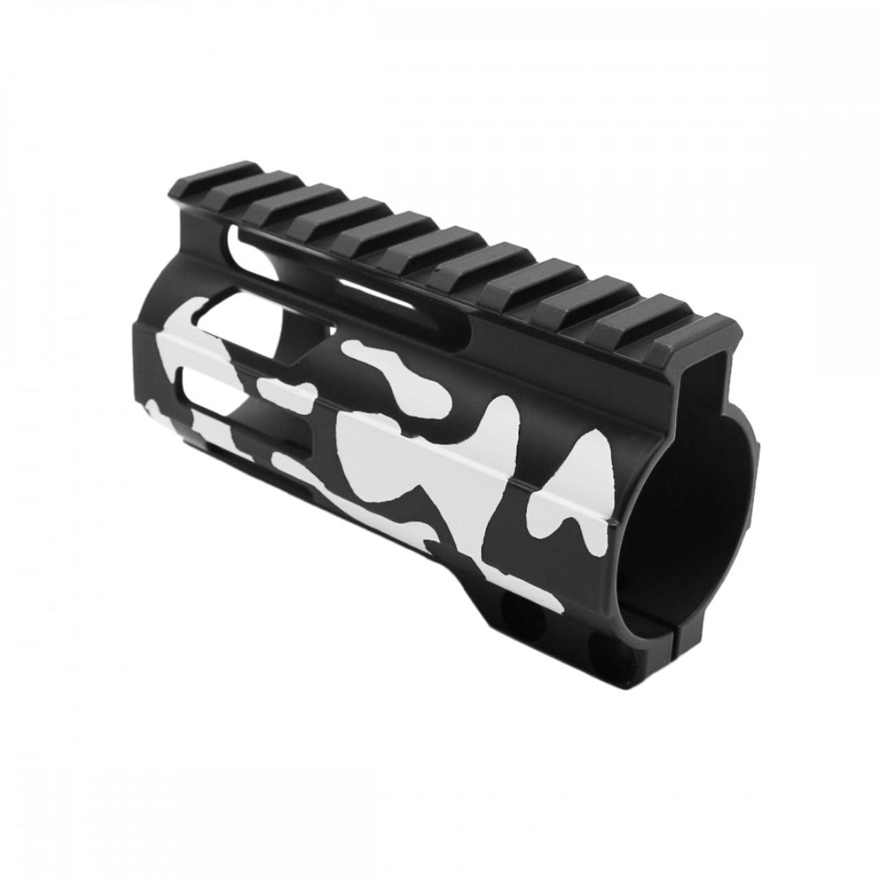 MCS CERAKOTE CAMO AR-15 4" M-Lok Super Slim Free Float Handguard Black and Bright White 