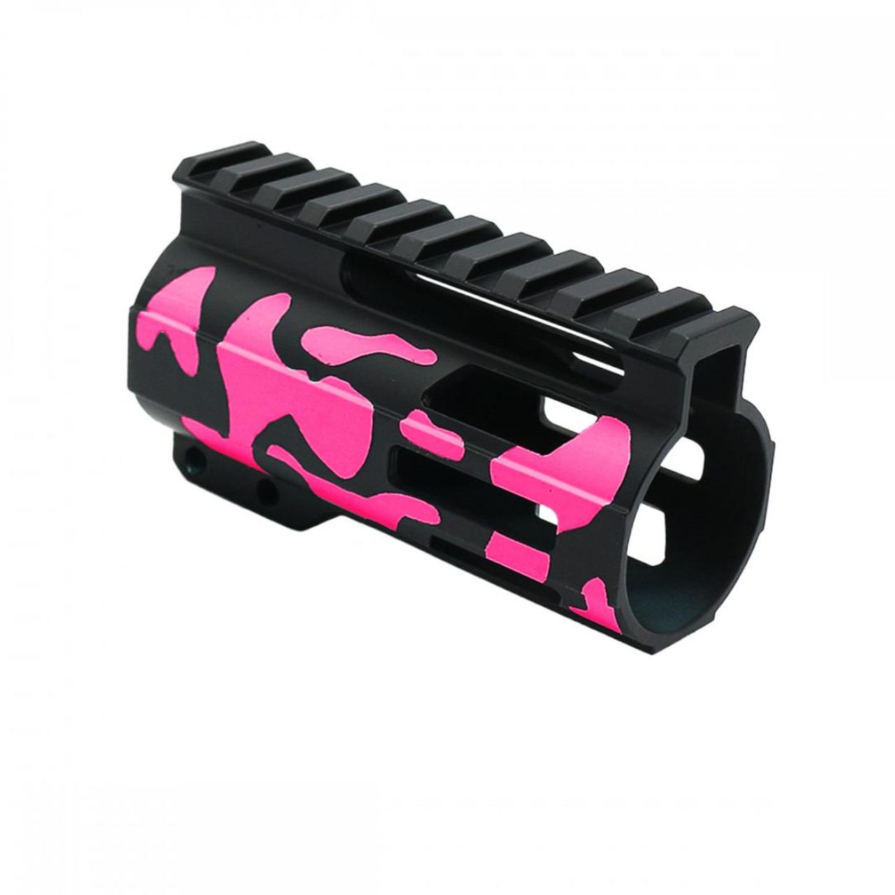 MCS CERAKOTE CAMO AR-15 4" M-Lok Super Slim Free Float Handguard Black and Pink 