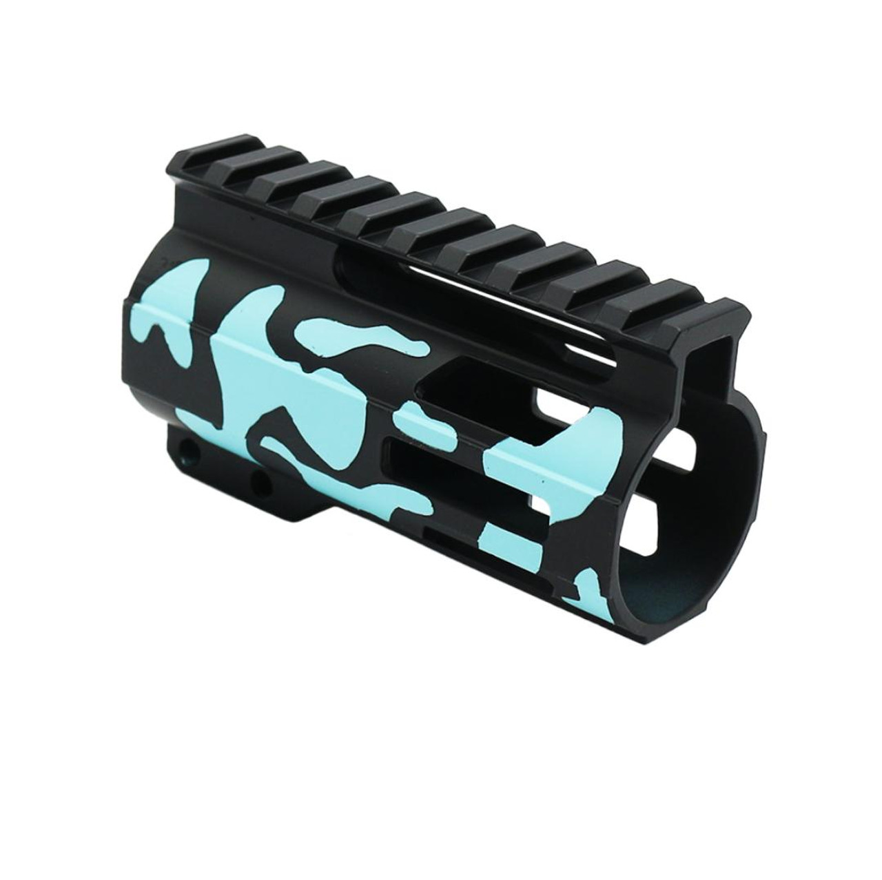 MCS CERAKOTE CAMO AR-15 4" M-Lok Super Slim Free Float Handguard Black and Robins Egg 