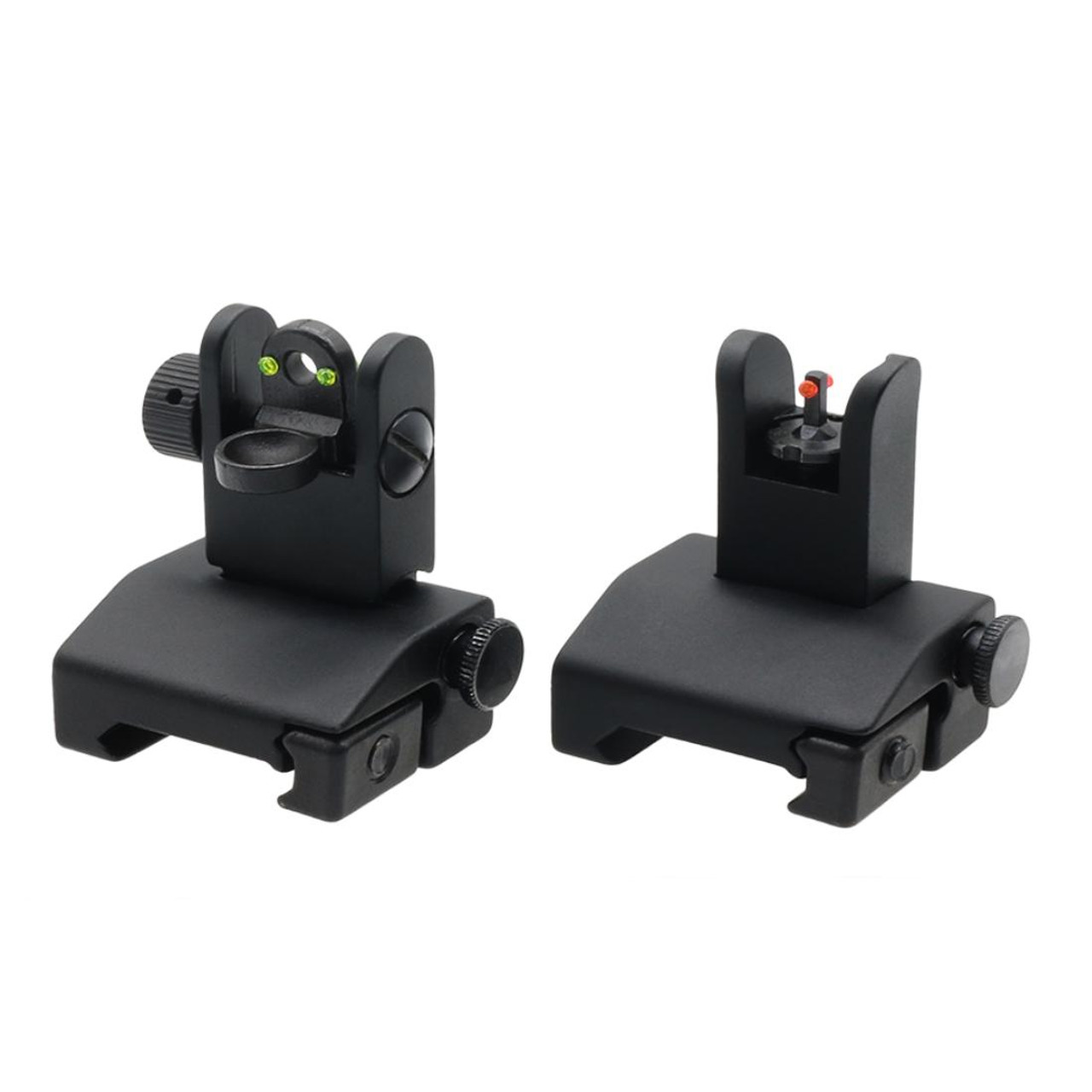 MCS Fiber Optics Flip Up Front & Rear Sights with Red and Green Dots - V1 