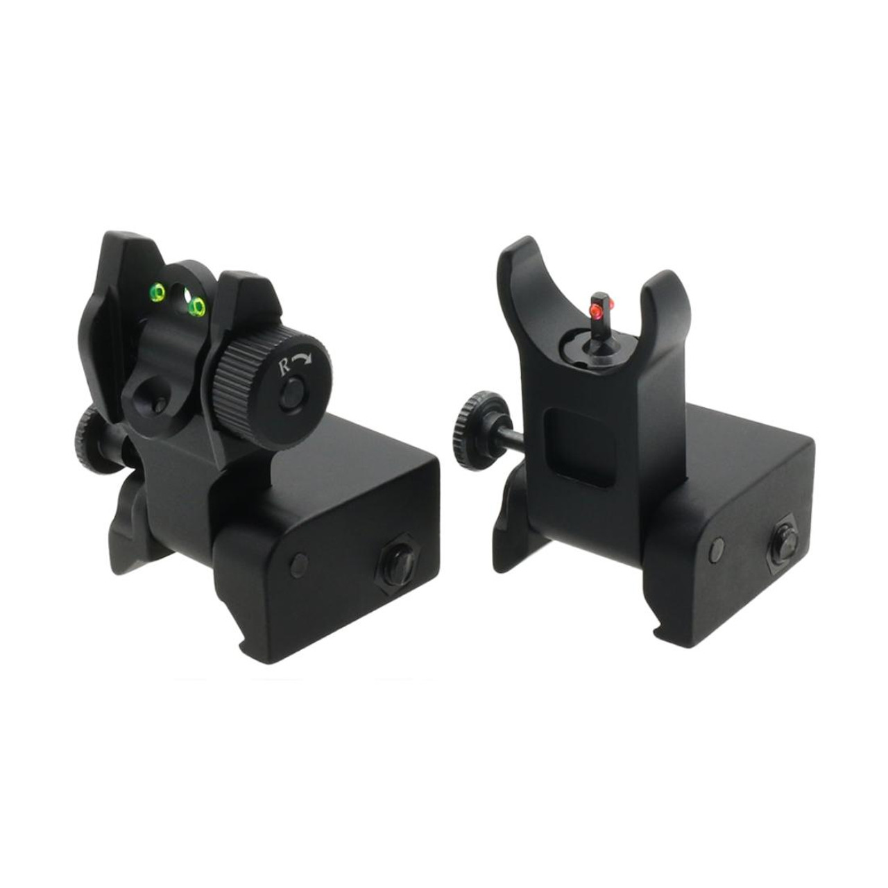 MCS Fiber Optics Flip Up Front & Rear Sights with Red and Green Dots - V2 