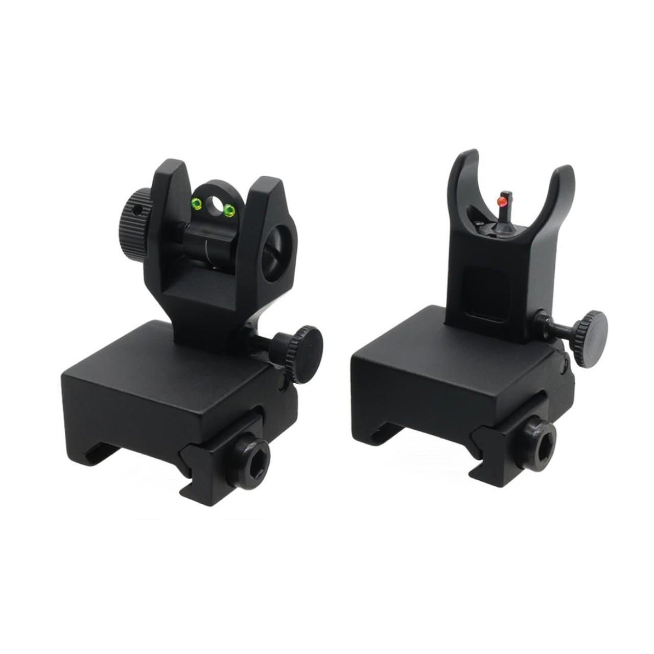 MCS Fiber Optics Flip Up Front & Rear Sights with Red and Green Dots - V2 