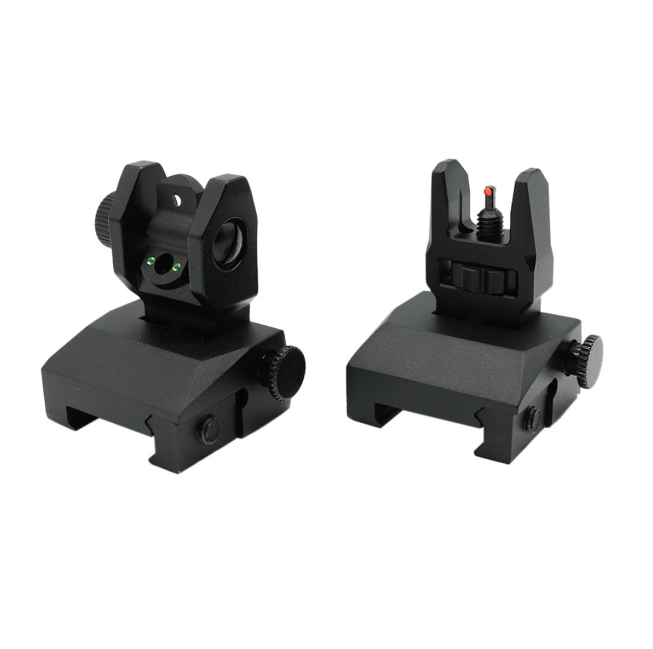 MCS Fiber Optics Flip Up Front & Rear Sights with Red and Green Dots - V3 
