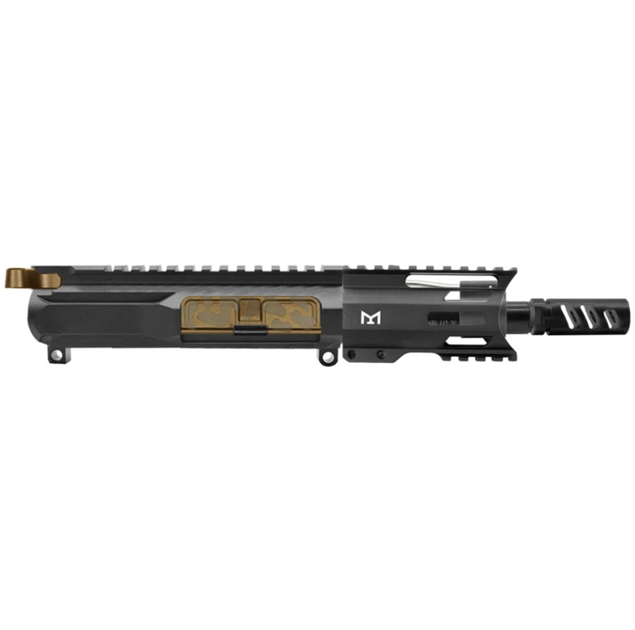 MCS AR-15 5.56 NATO 5'' CAMO PISTOL UPPER - BILLET UPPER WITH 4'' COMBAT M-LOK HANDGUARD C CUT - CERAKOTE CAMO V1 