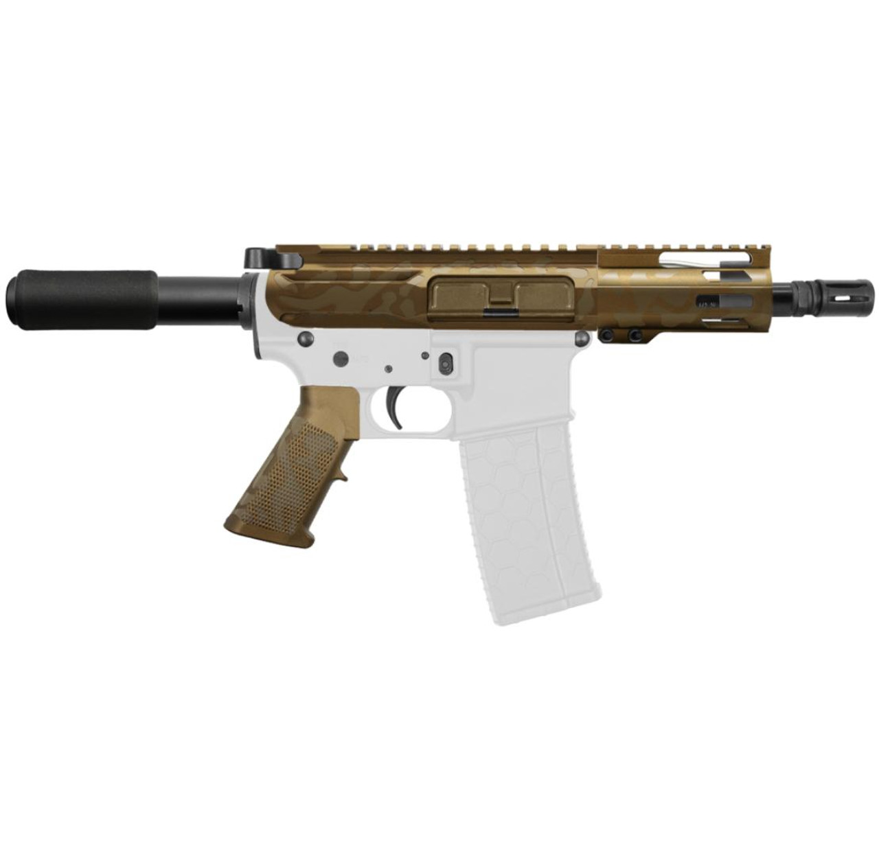 MCS AR-15 5.56 NATO 5'' PISTOL KIT - BILLET UPPER WITH 4'' HANDGUARD - CERAKOTE CAMO V2 