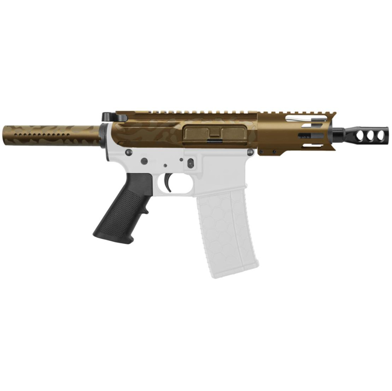 MCS AR-15 5.56 NATO 5'' PISTOL KIT - BILLET UPPER WITH 4'' HANDGUARD C CUT - CERAKOTE CAMO 