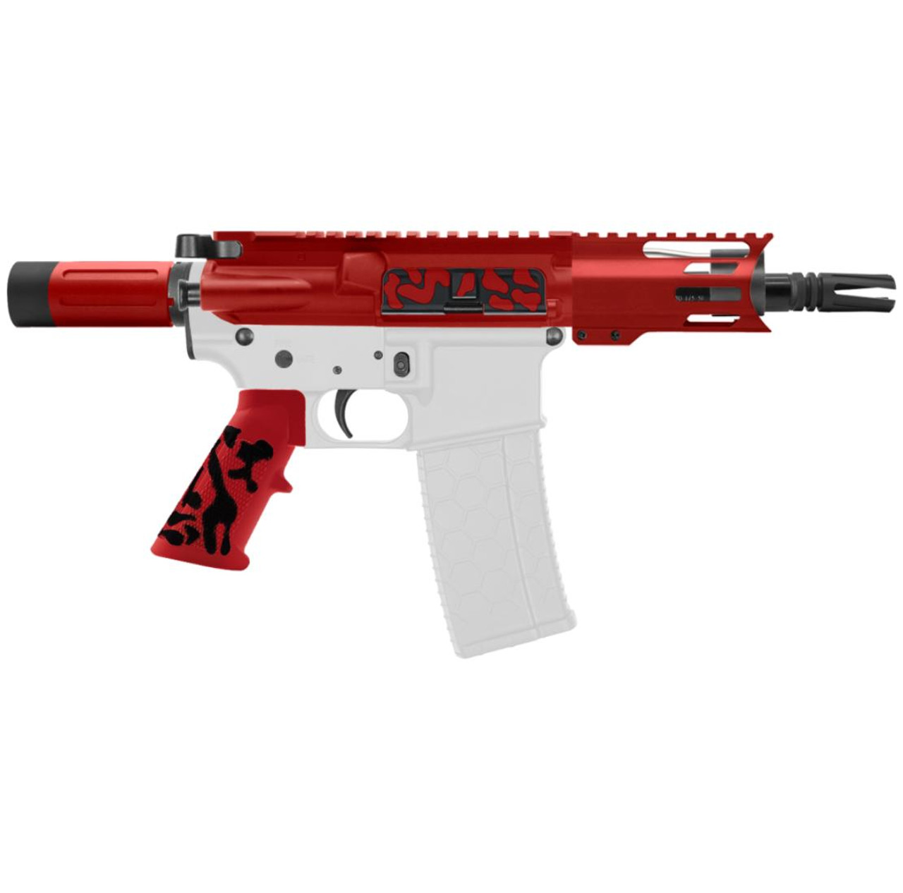 MCS AR-15 5.56 NATO 5'' PISTOL KIT - BILLET UPPER WITH 4'' HANDGUARD C CUT - CERAKOTE RED CAMO 
