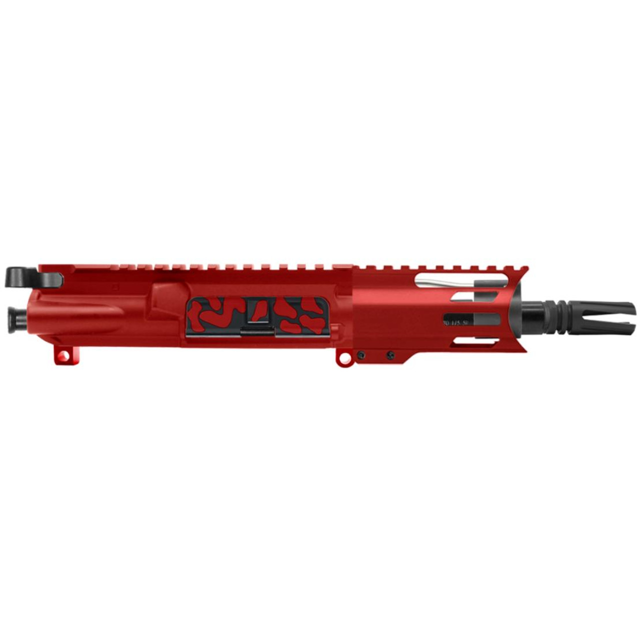 MCS AR-15 5.56 NATO 5'' PISTOL UPPER - BILLET UPPER WITH 4'' HANDGUARD C CUT - CERAKOTE RED CAMO 