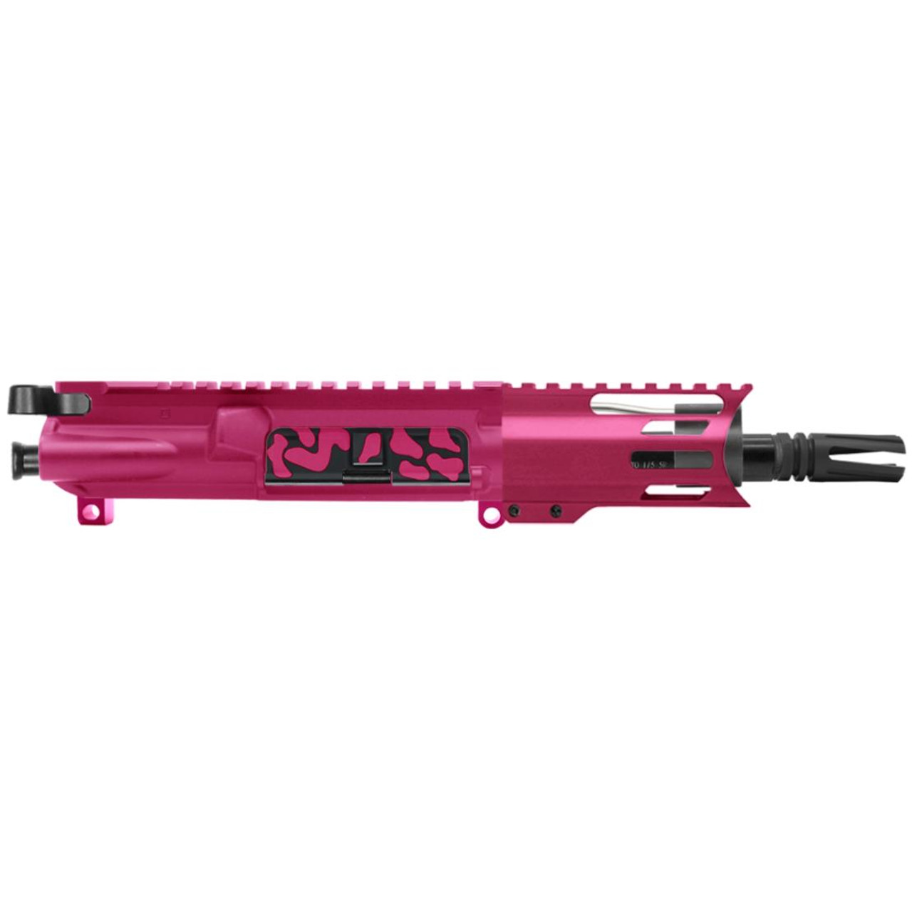 MCS AR-15 5.56 NATO 5'' PISTOL UPPER - BILLET UPPER WITH 4'' HANDGUARD C CUT - CERAKOTE PINK CAMO 