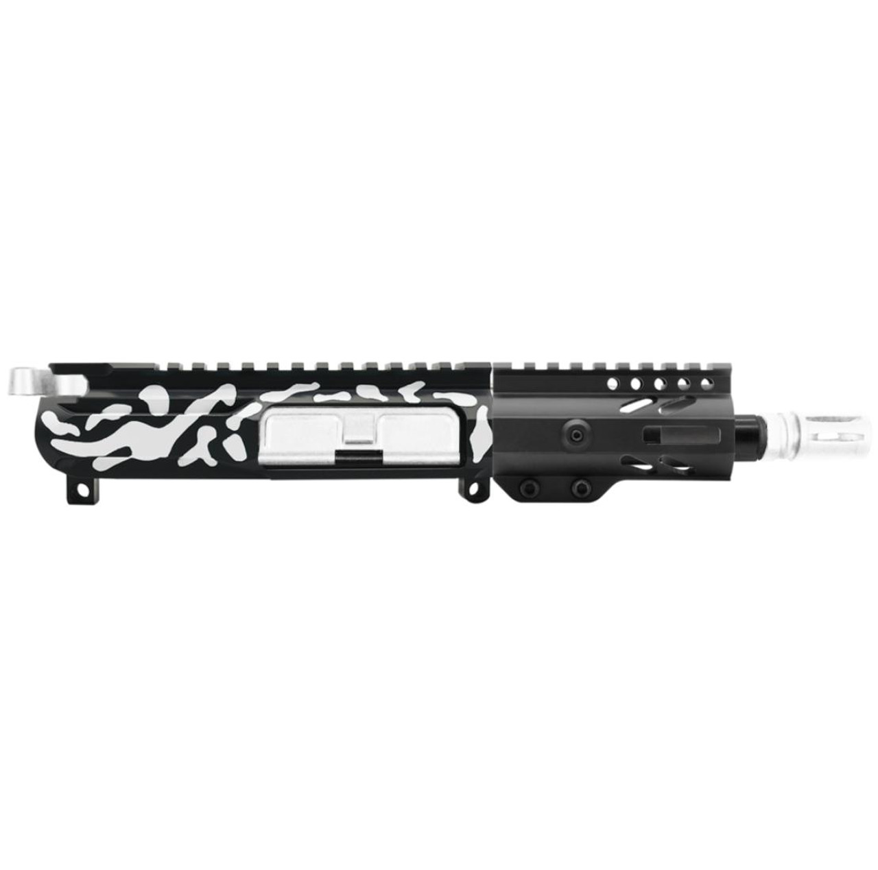MCS AR-15 5.56 NATO 5'' PISTOL UPPER - BILLET UPPER WITH 4'' SUPER SLIM FREE FLOAT HANDGUARD - CERAKOTE BRIGHT WHITE CAMO 