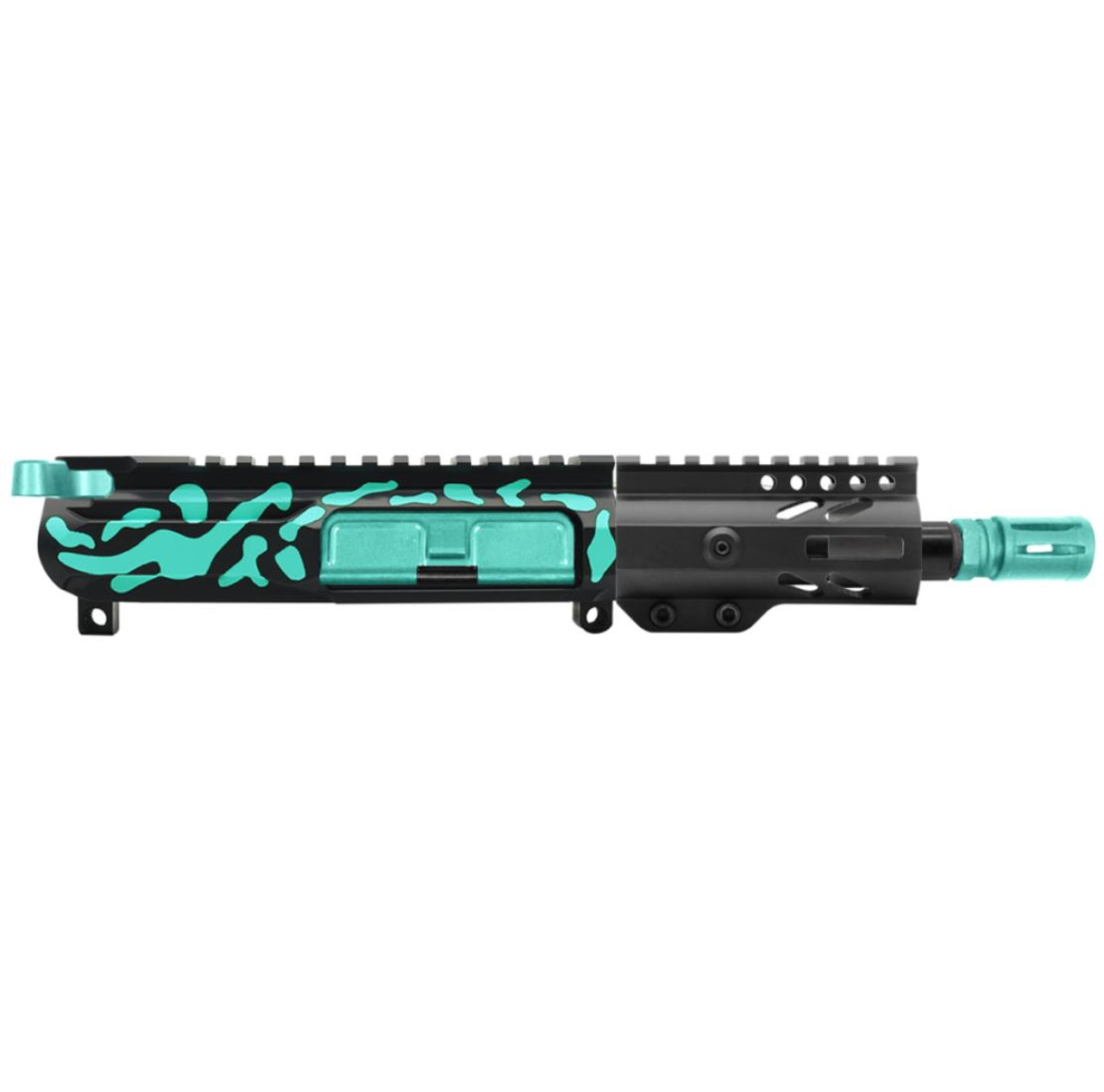 MCS AR-15 5.56 NATO 5'' PISTOL UPPER - BILLET UPPER WITH 4'' SUPER SLIM FREE FLOAT HANDGUARD - CERAKOTE ROBINS EGG CAMO 