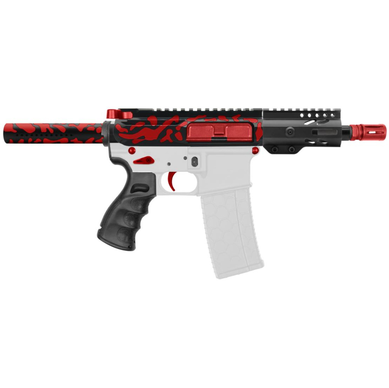 MCS AR-15 5.56 NATO 5'' PISTOL KIT - BILLET UPPER WITH 4'' SUPER SLIM FREE FLOAT HANDGUARD - CERAKOTE RED CAMO 