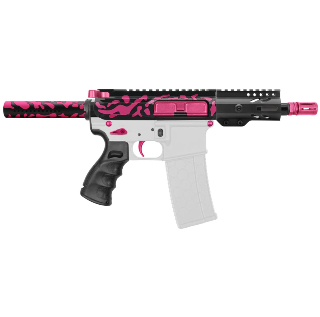 MCS AR-15 5.56 NATO 5'' PISTOL KIT - BILLET UPPER WITH 4'' SUPER SLIM FREE FLOAT HANDGUARD - CERAKOTE PINK CAMO 