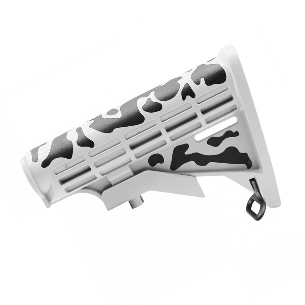 MCS AR-15 .223/5.56 Collapsible Carbine Stock - Cerakote Camo Bright White W/ 6-Position Buffer Tube Kit - Mil-Spec 