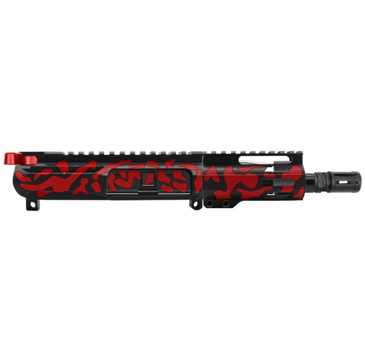 MCS AR-15 5.56 NATO 5'' PISTOL UPPER - BILLET UPPER WITH 4'' HANDGUARD - V2 - CERAKOTE CAMO RED 