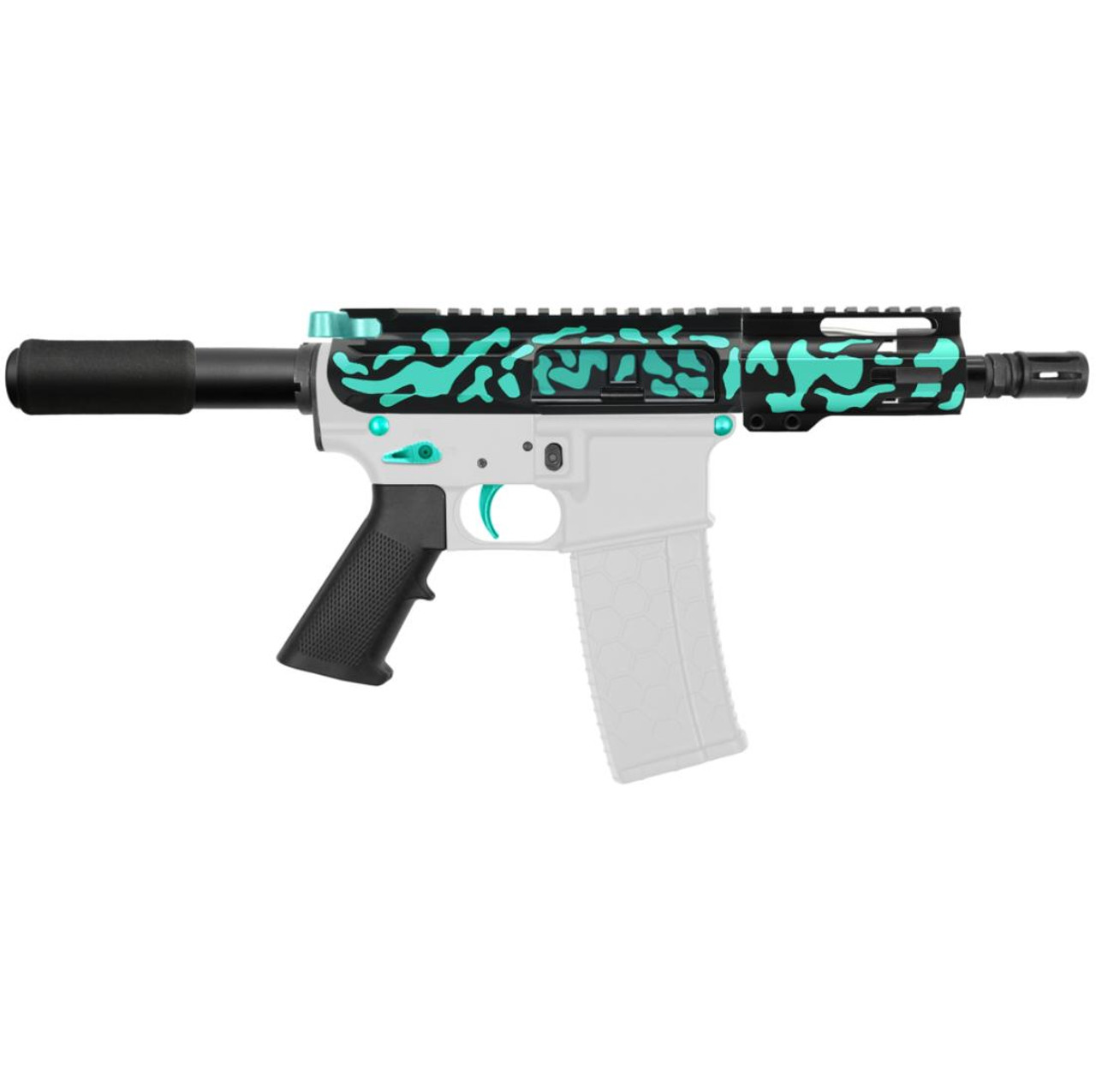 MCS AR-15 5.56 NATO 5'' PISTOL KIT - BILLET UPPER WITH 4'' HANDGUARD - V2 - CERAKOTE CAMO ROBINS EGG 