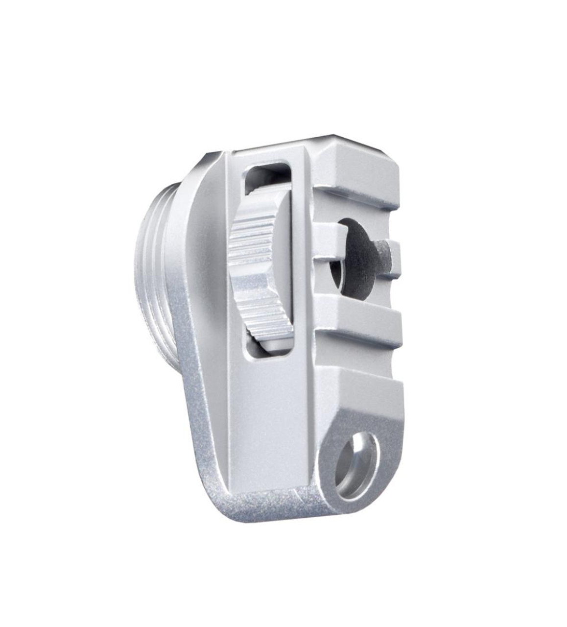 MCS Aluminum Bufferless Stock Adapter Picatinny Rail End Cap and QR Hole - Silver 