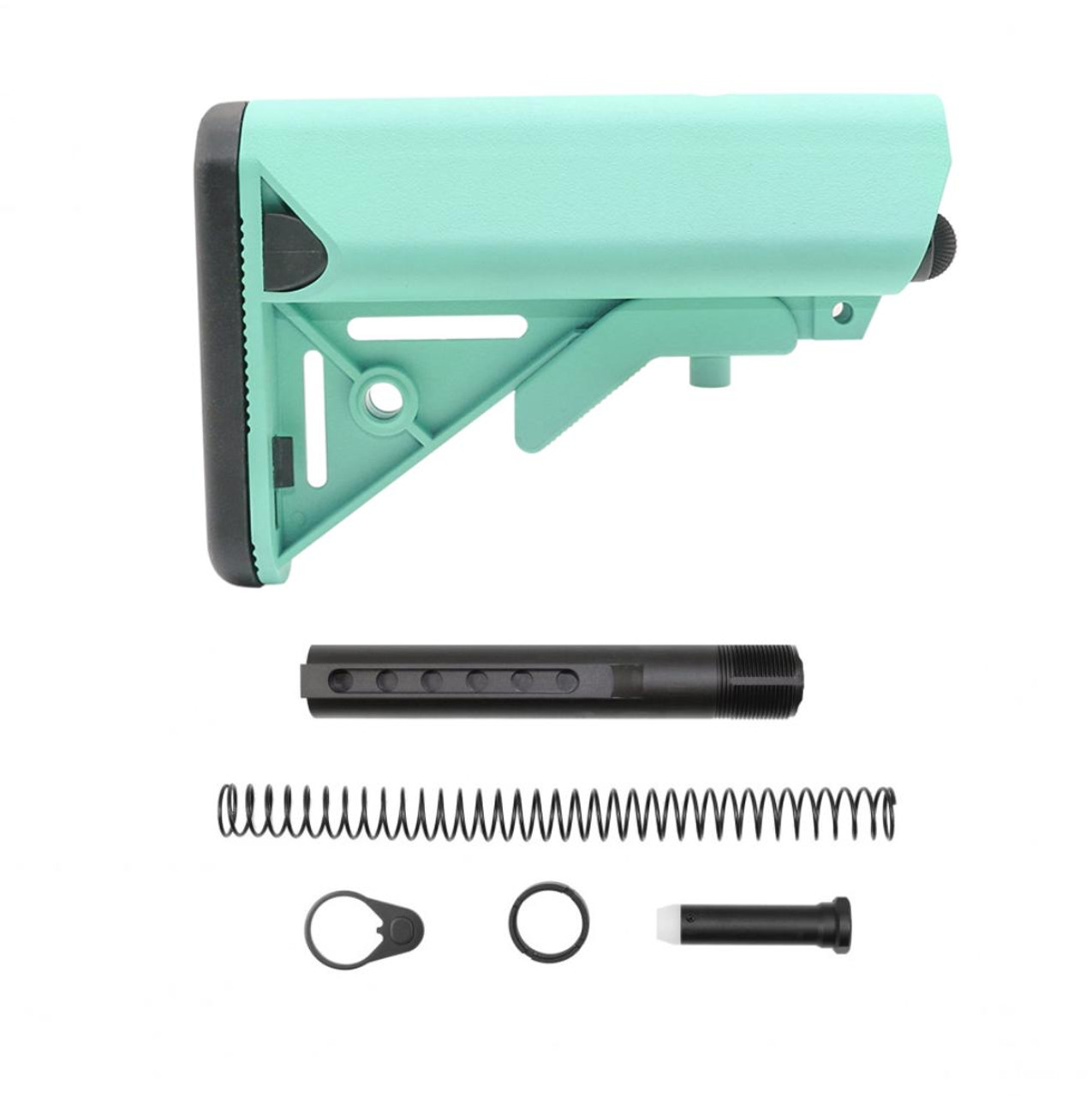 MCS AR-15 SOPMOD Stock Mil-Spec 6-Position Collapsible Buffer Tube Kit - Cerakote Robins Egg 