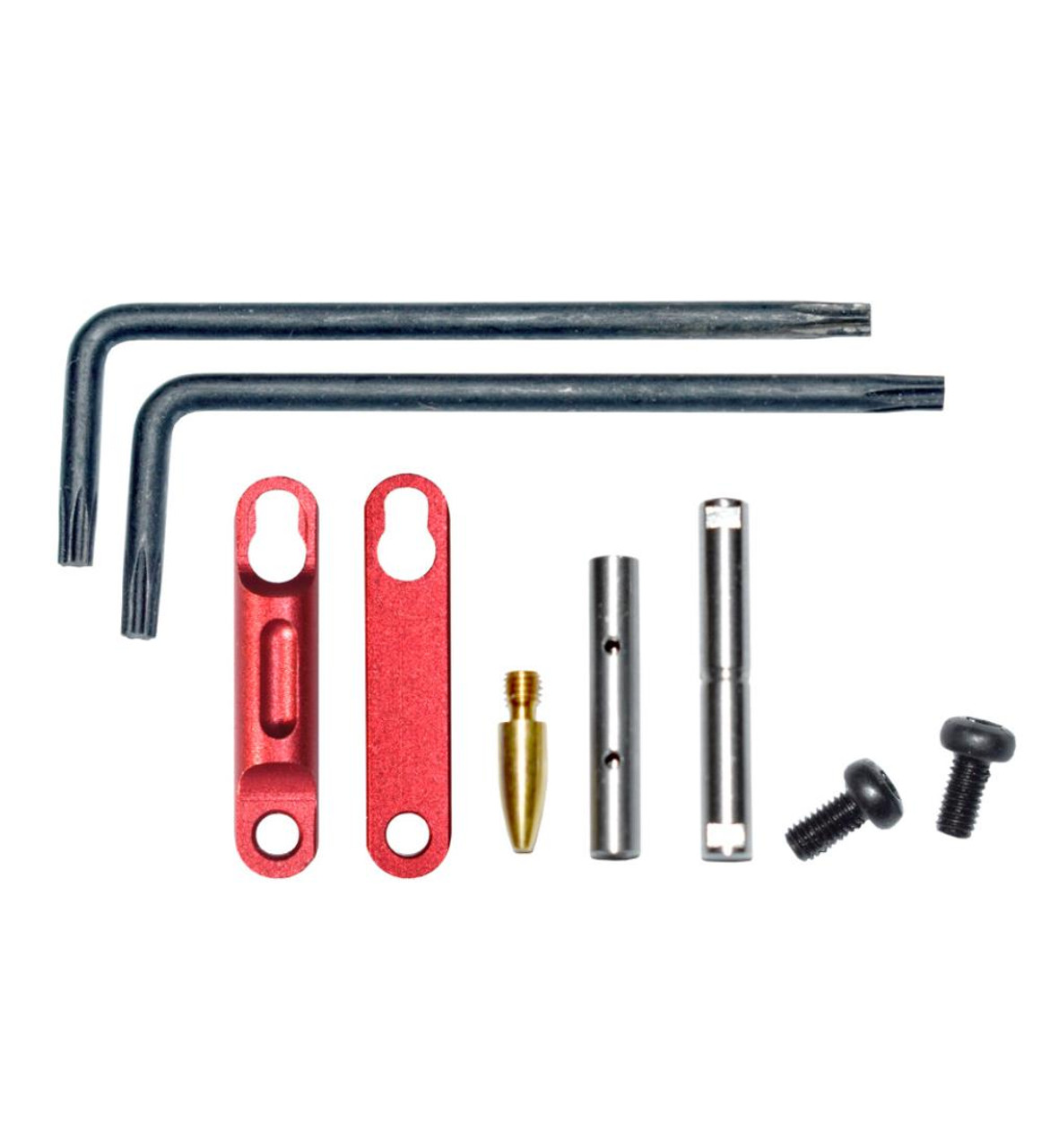 MCS AR Precision Anti-Walk Pin Set Non Rotating Trigger and Hammer Pin and Plate Kit - Anodized Red 