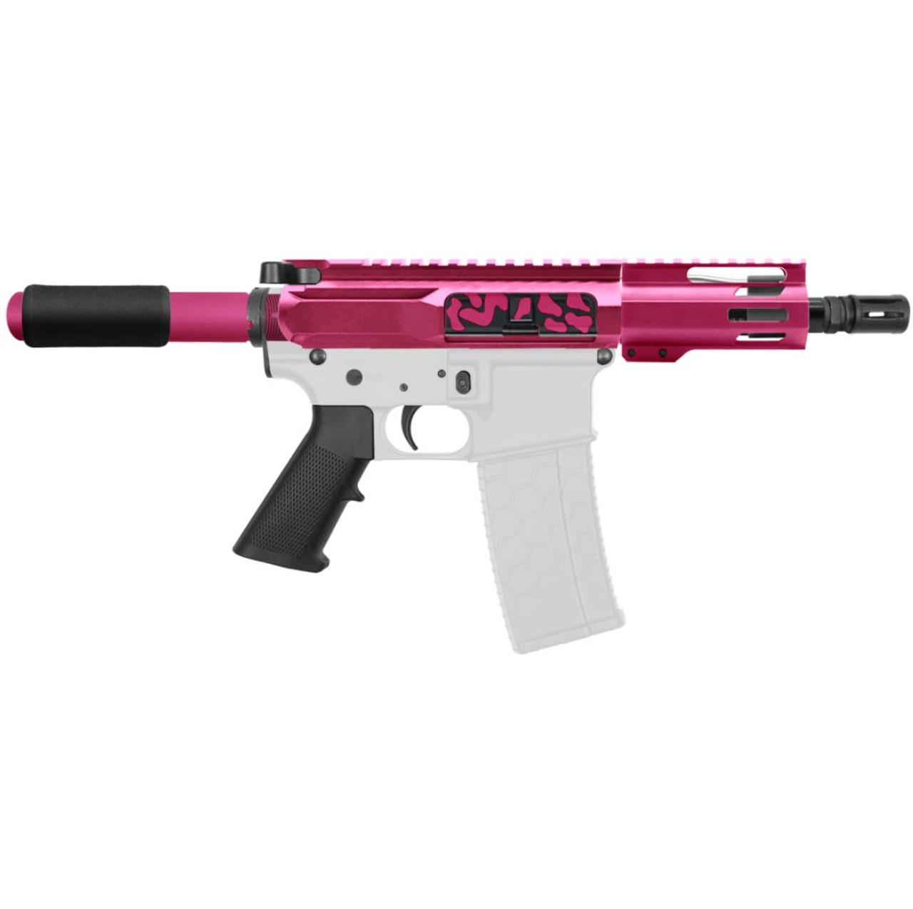 MCS AR-15 5.56 NATO 5'' PISTOL KIT - SIDE CUT BILLET UPPER WITH 4'' HANDGUARD - CERAKOTE CAMO PNK 