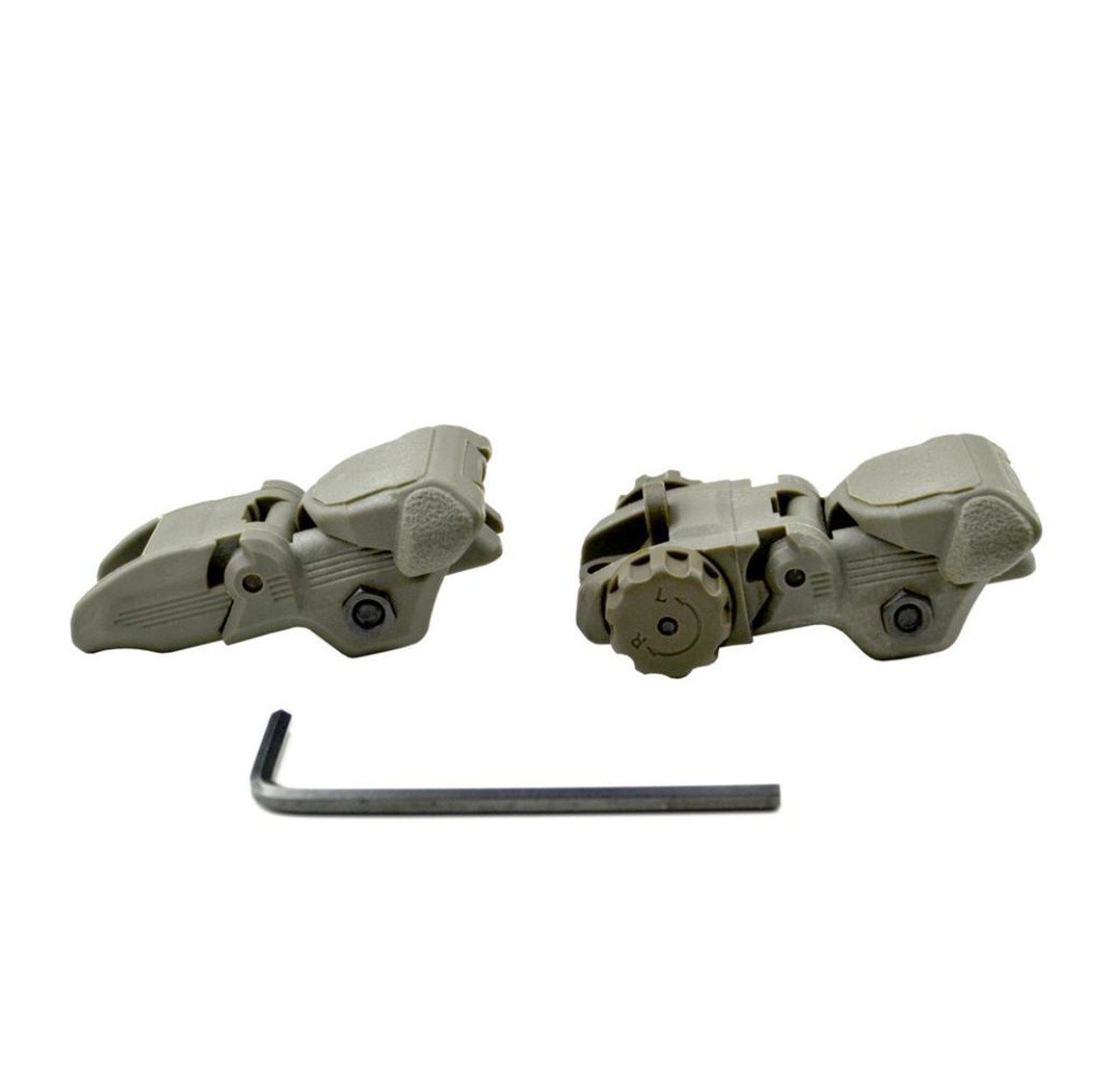 MCS Polymer Front and Rear Flip Up Back Up Sight Set - Green 