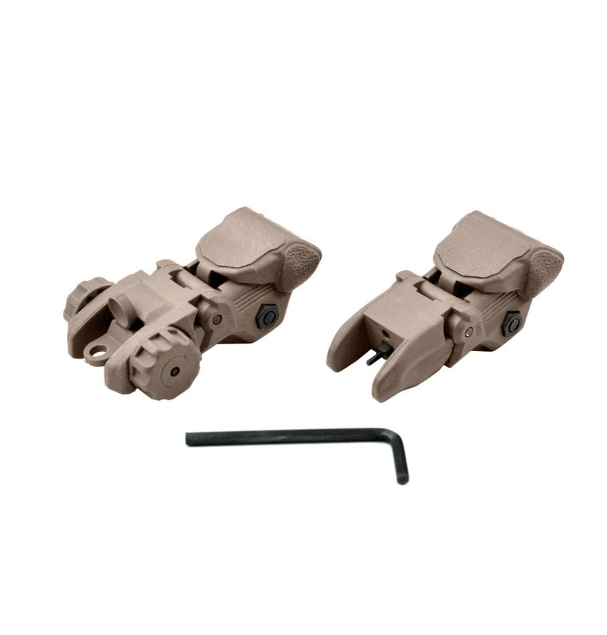 MCS Polymer Front and Rear Flip Up Back Up Sight Set - Tan 