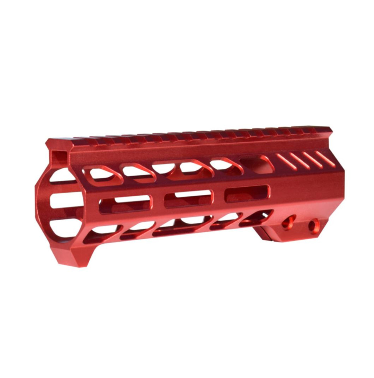 MCS 7" Red M-LOK Free Float Handguard with Integrated Hand Stop for 223/5.56 Uppers 