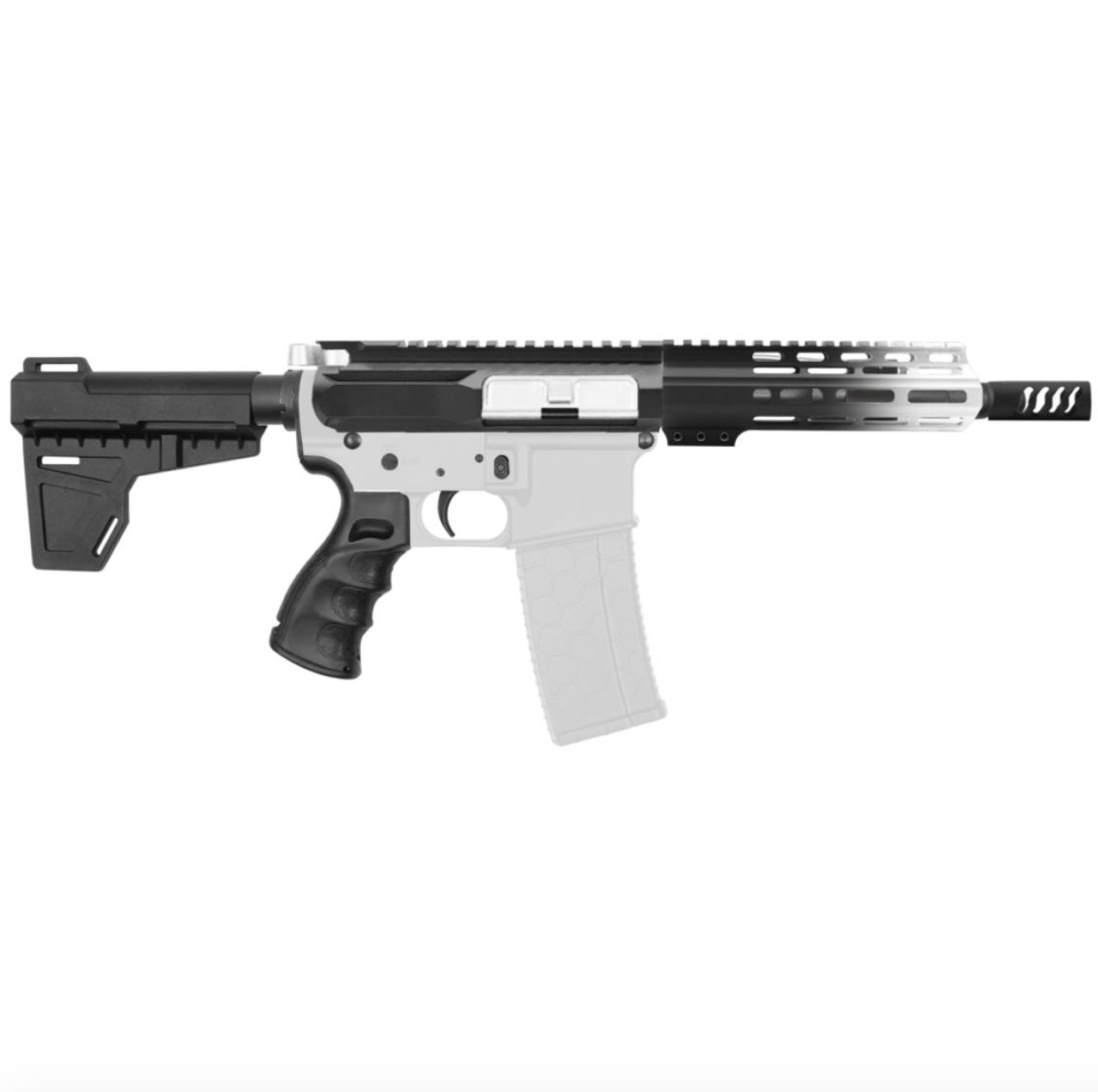 MCS AR-15 5.56 NATO 7.5'' PISTOL KIT - SIDE CUT BILLET UPPER WITH 7'' HANDGUARD - CERAKOTE GRADIENT BRIGHT WHITE 