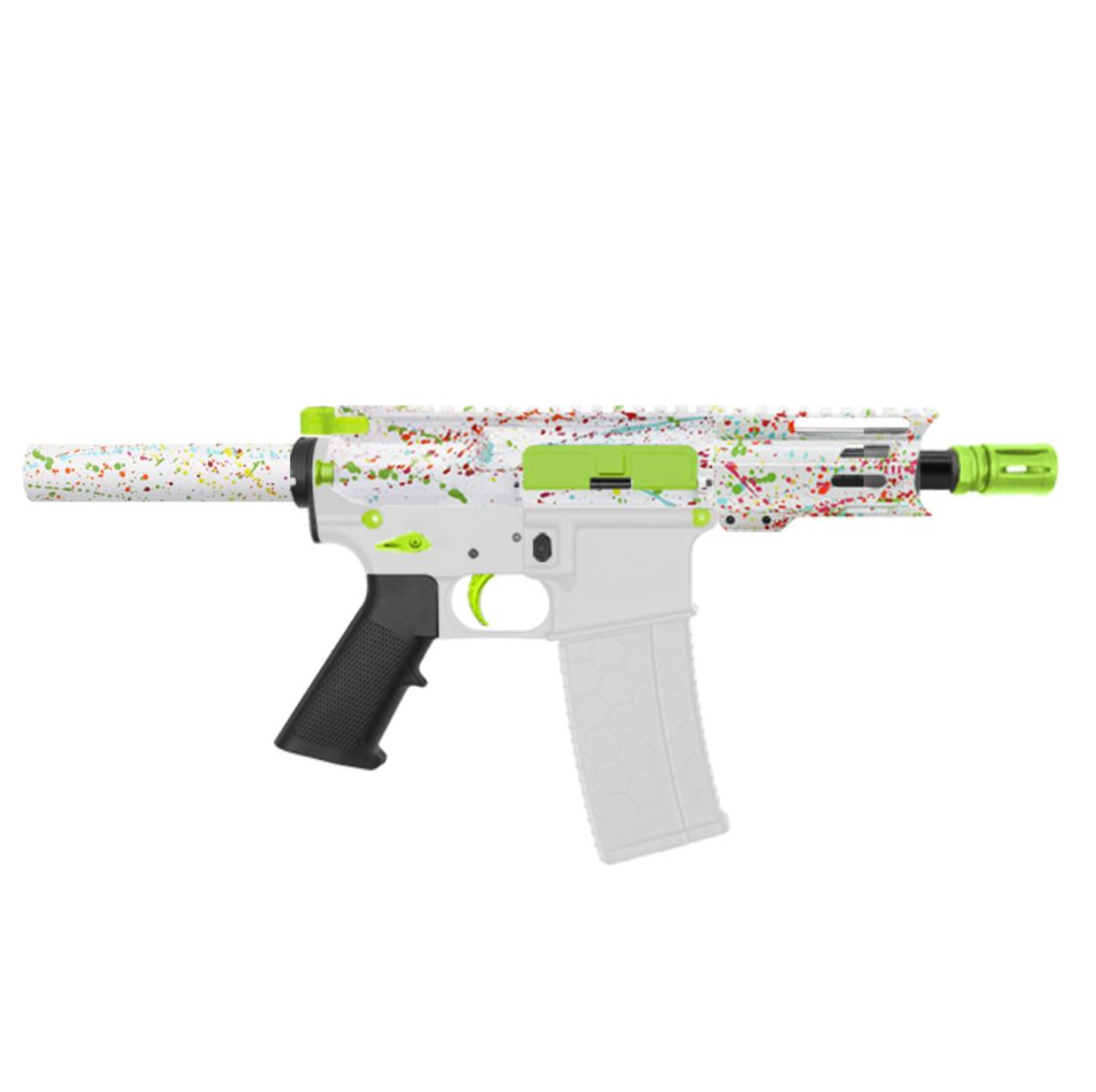 MCS AR-15 5.56 NATO 5'' PISTOL KIT - FORGED UPPER WITH 4'' HANDGUARD - CERAKOTE SPLATTER - ZOMBIE GREEN 