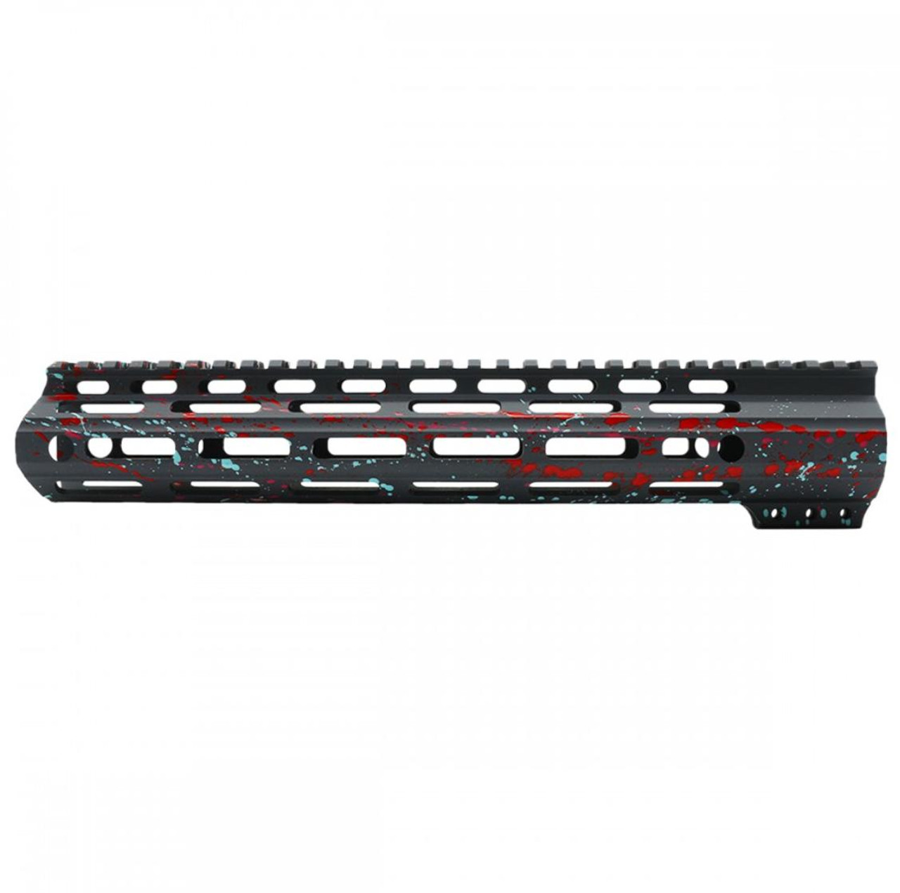 MCS AR-15 MLOK 12" Free Float Handguard with "D" Cut - Base Sniper Gray - Pattern - Red - Pink - Robins Egg - Cerakote Splatter 