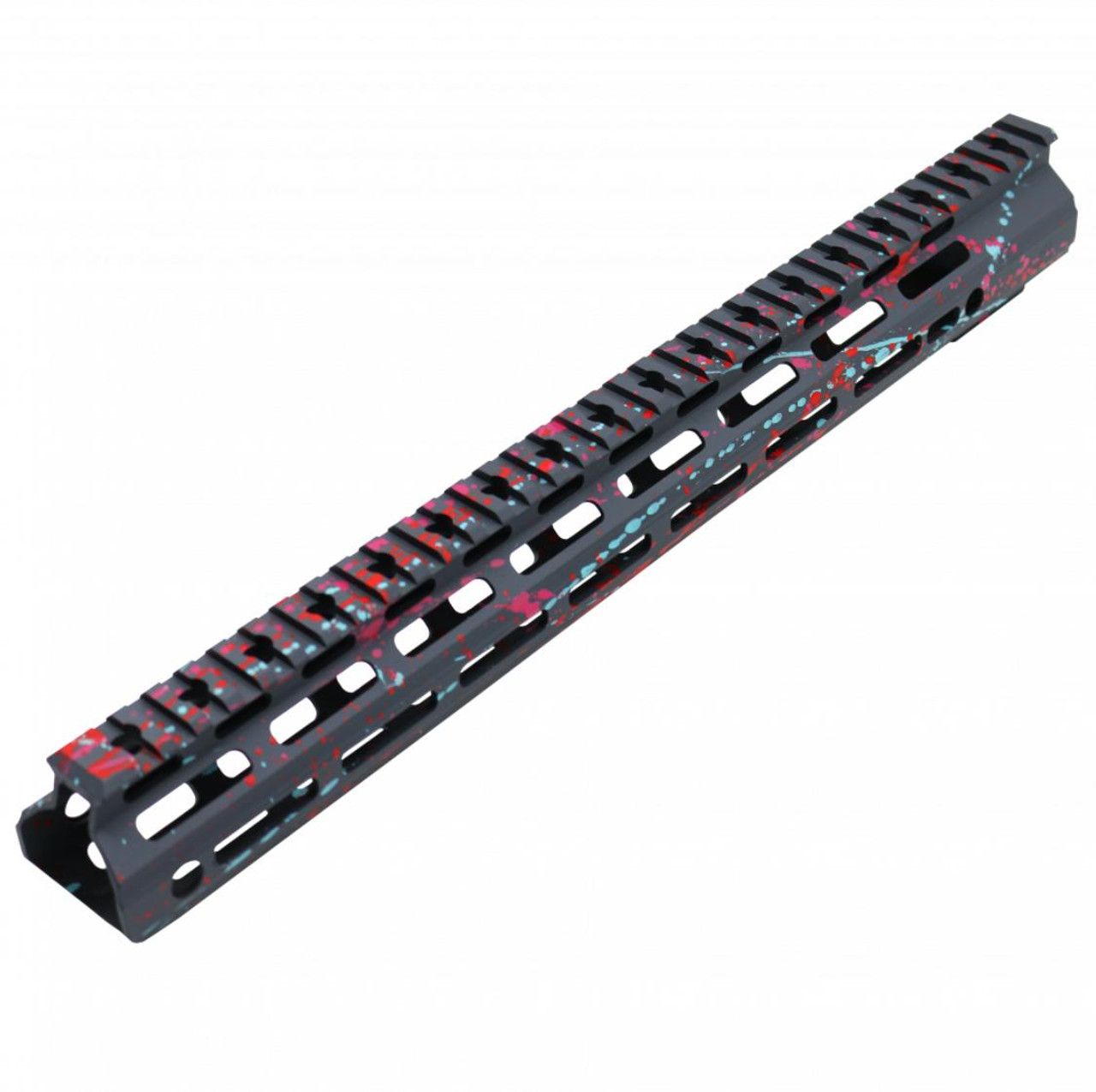 MCS AR-15 MLOK 15" Free Float Handguard with "D" Cut - Base Sniper Gray - Pattern - Red - Pink - Robins Egg - Cerakote Splatter 
