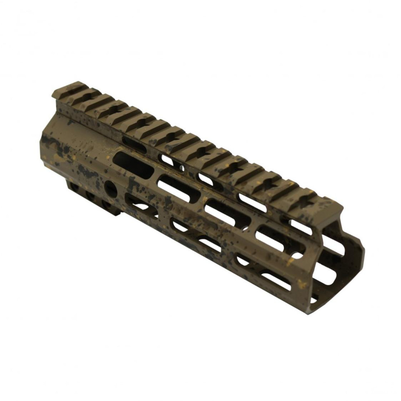 MCS AR-15 M-LOK 7" ANGLE CUT CLAMP ON HANDGUARD - BASE FDE - PATTERN - BBR - ODG - GOLD - CERAKOTE SPLATTER 