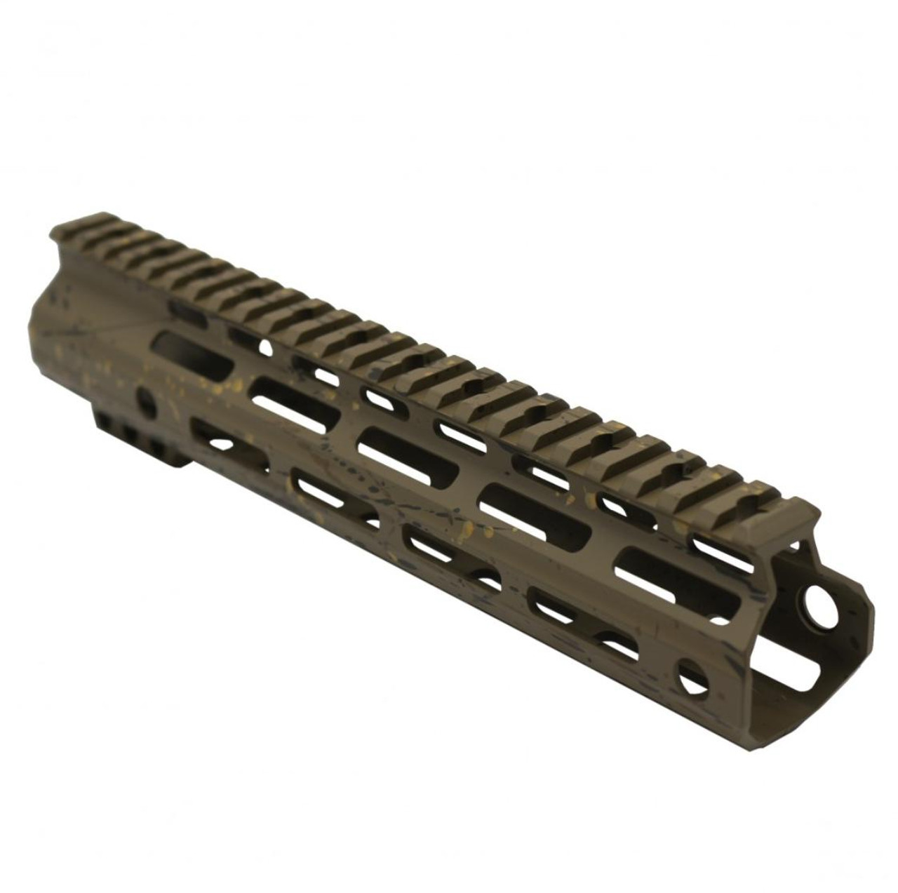 MCS AR-15 M-LOK 10" ANGLE CUT CLAMP ON HANDGUARD - BASE FDE - PATTERN - BBR - ODG - GOLD - CERAKOTE SPLATTER 