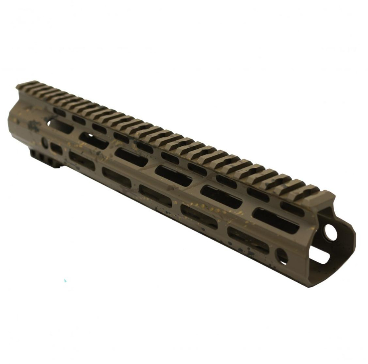 MCS AR-15 M-LOK 12" ANGLE CUT CLAMP ON HANDGUARD - BASE FDE - PATTERN - BBR - ODG - GOLD - CERAKOTE SPLATTER 