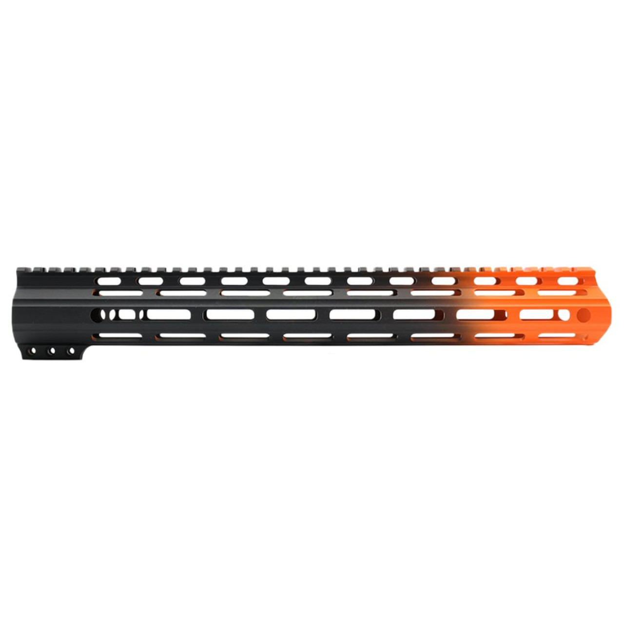 MCS AR-15 15" ANGLE CUT CLAMP ON M-LOK HANDGUARD - CERAKOTE GRADIENT - BASE BLACK - ORANGE 