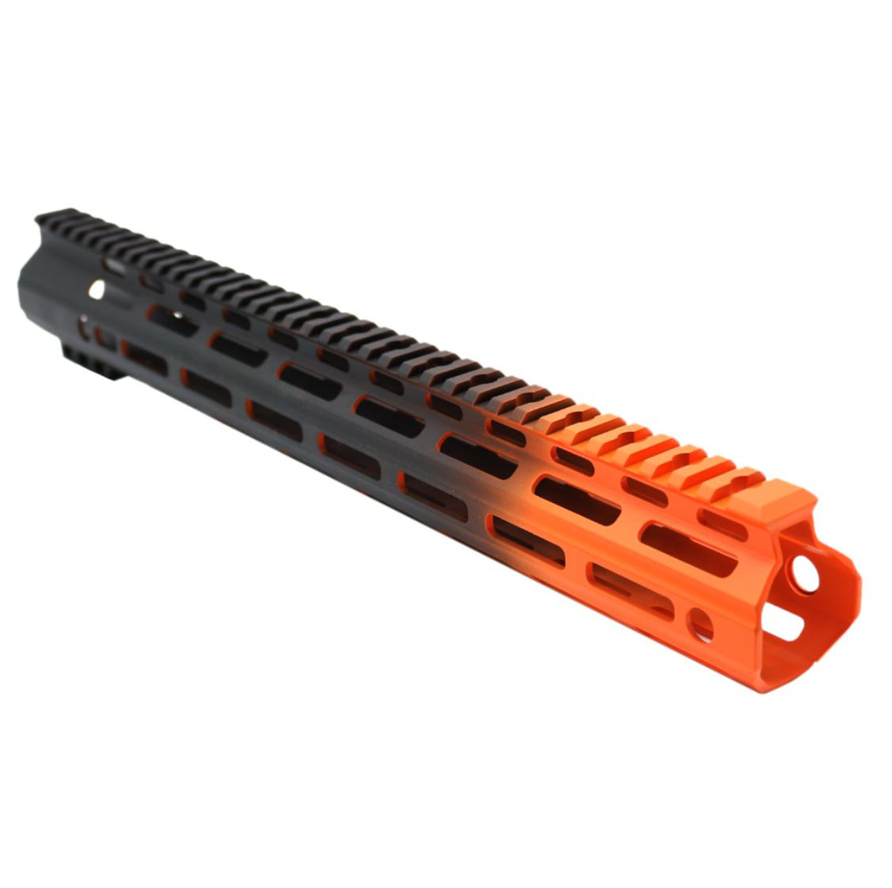 MCS AR-15 15" ANGLE CUT CLAMP ON M-LOK HANDGUARD - CERAKOTE GRADIENT - BASE BLACK - ORANGE 