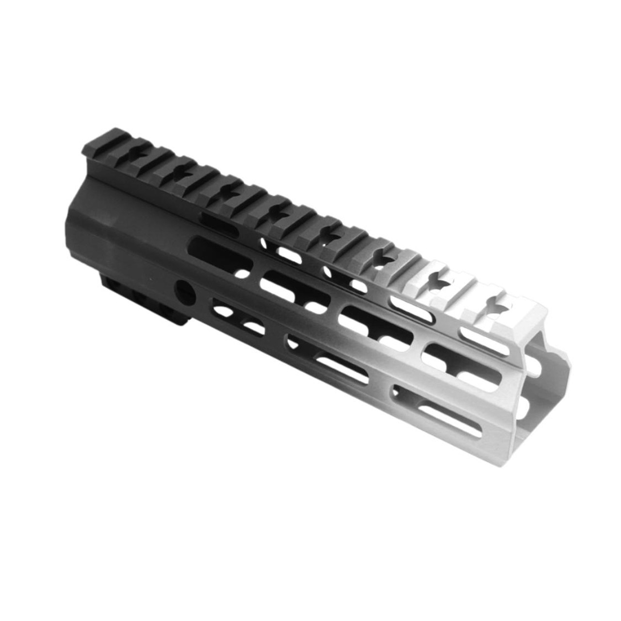MCS AR-15 7" ANGLE CUT CLAMP ON M-LOK HANDGUARD - CERAKOTE GRADIENT - BASE BLACK - WHITE 