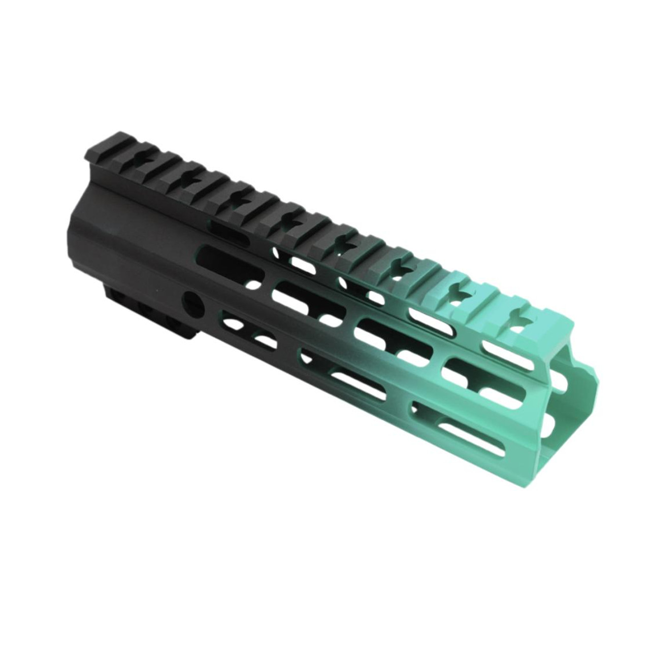MCS AR-15 7" ANGLE CUT CLAMP ON M-LOK HANDGUARD - CERAKOTE GRADIENT - BASE BLACK - ROBINS EGG 