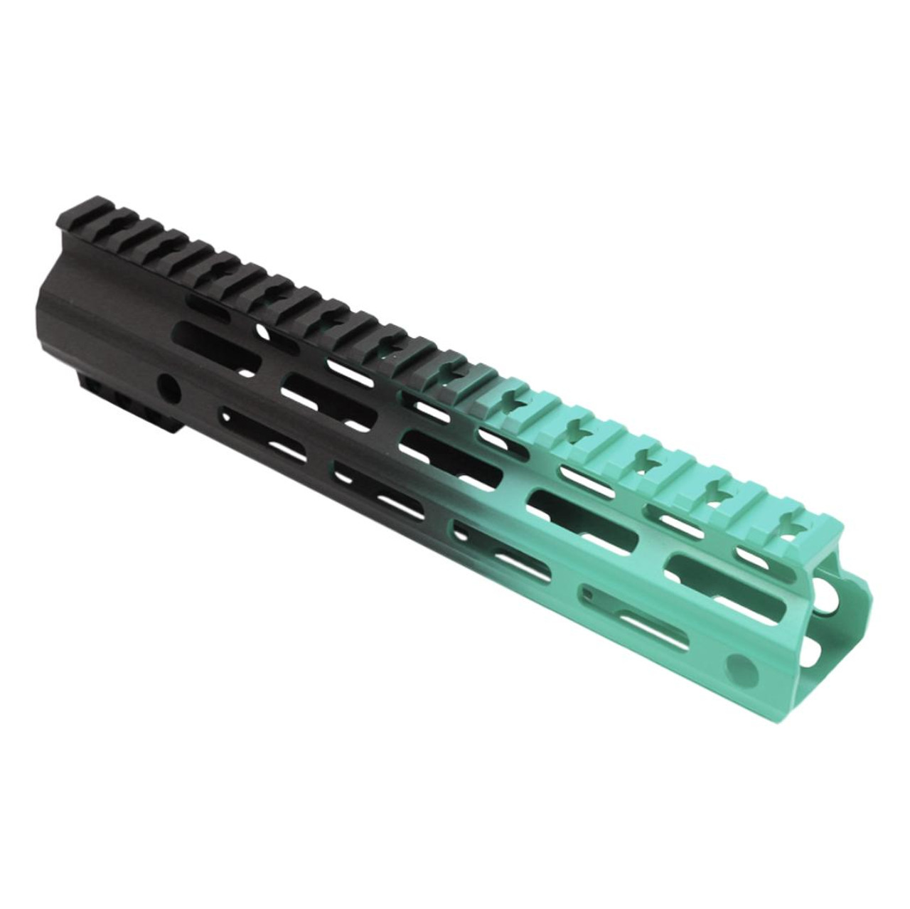 MCS AR-15 10" ANGLE CUT CLAMP ON M-LOK HANDGUARD - CERAKOTE GRADIENT - BASE BLACK - ROBINS EGG 