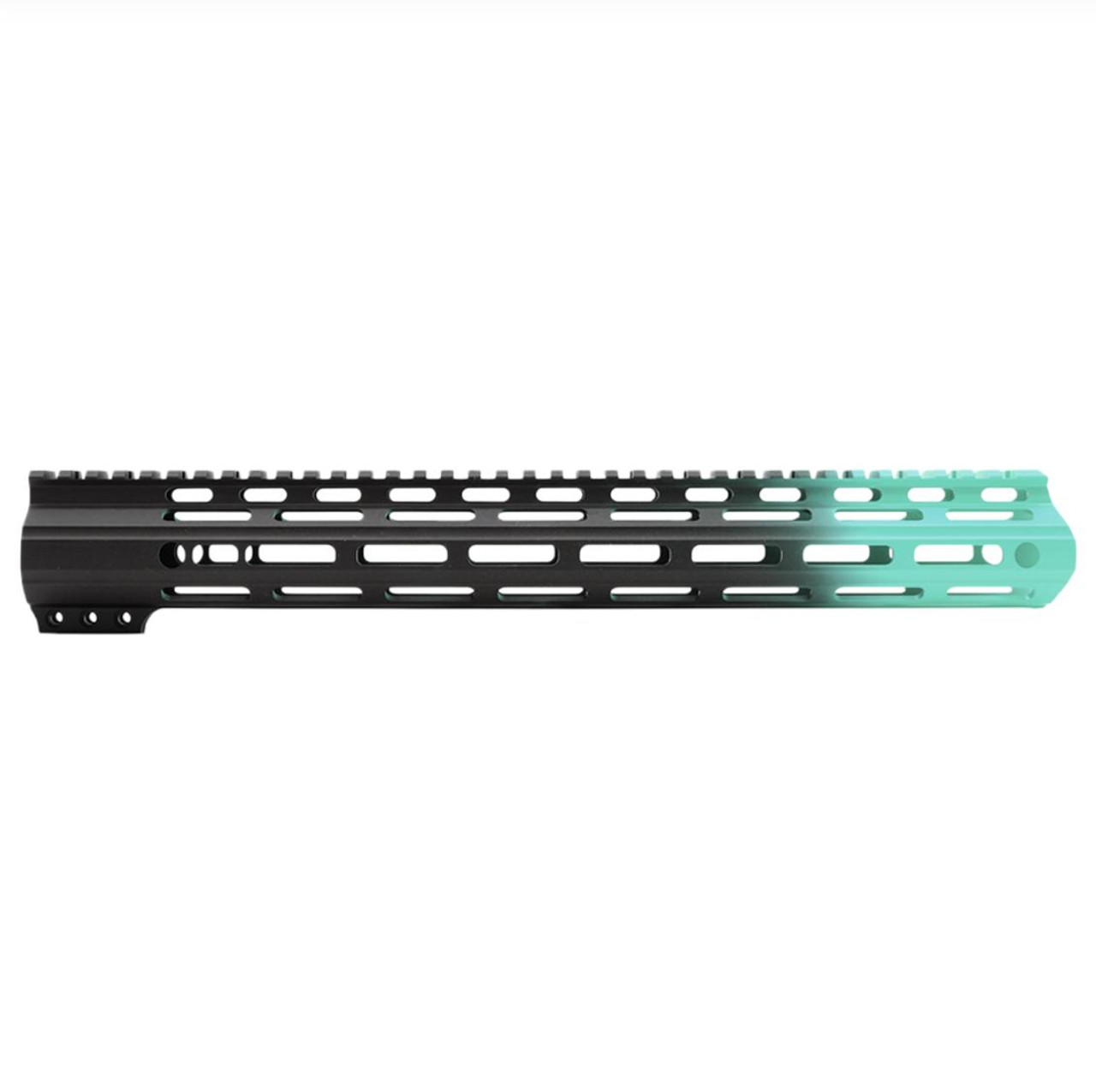MCS AR-15 15" ANGLE CUT CLAMP ON M-LOK HANDGUARD - CERAKOTE GRADIENT - BASE BLACK - ROBINS EGG 