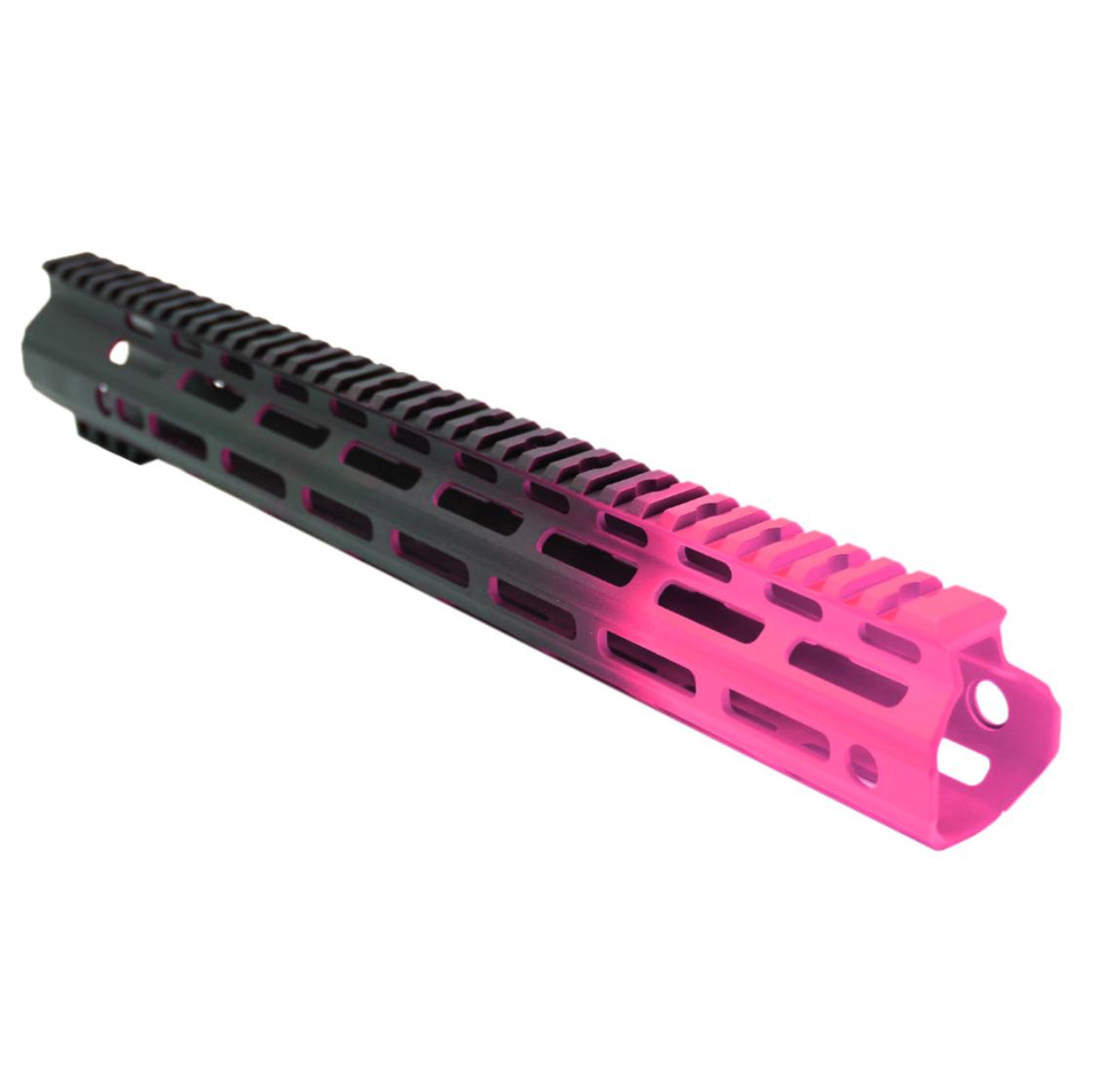 MCS AR-15 15" ANGLE CUT CLAMP ON M-LOK HANDGUARD - CERAKOTE GRADIENT - BASE BLACK - PINK 