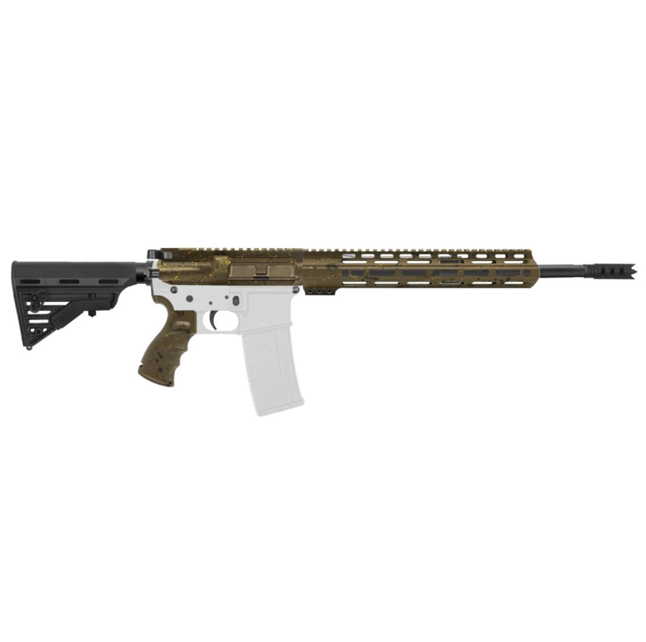 MCS AR-15 5.56 NATO 16" CARBINE KIT - BILLET UPPER WITH 12" Angle Cut Clamp on M-Lok Handguard - CERAKOTE FDE SPLATTER 