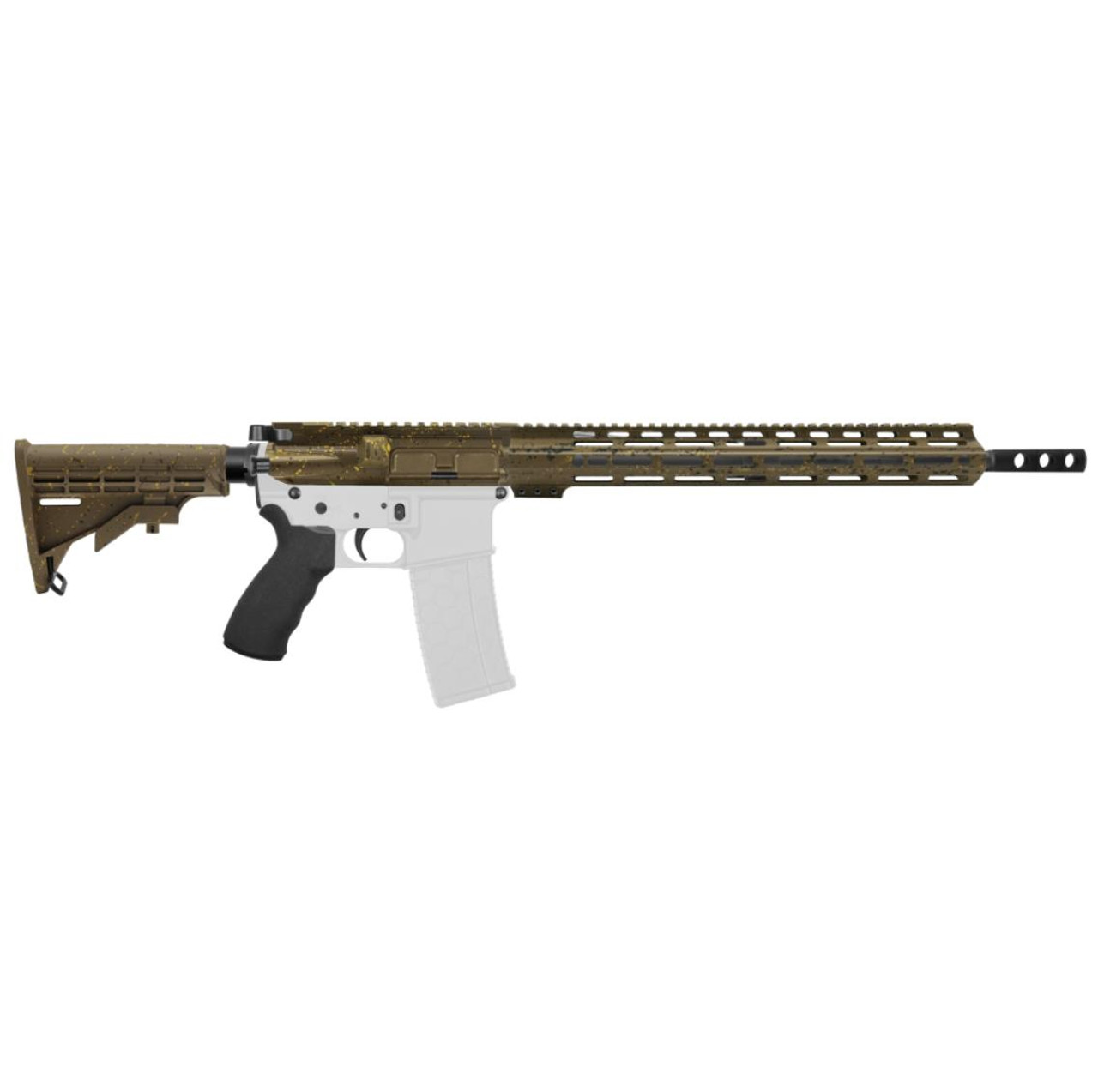 MCS AR-15 5.56 NATO 16" CARBINE KIT - BILLET UPPER WITH 15" Angle Cut Clamp on M-Lok Handguard - CERAKOTE FDE SPLATTER 