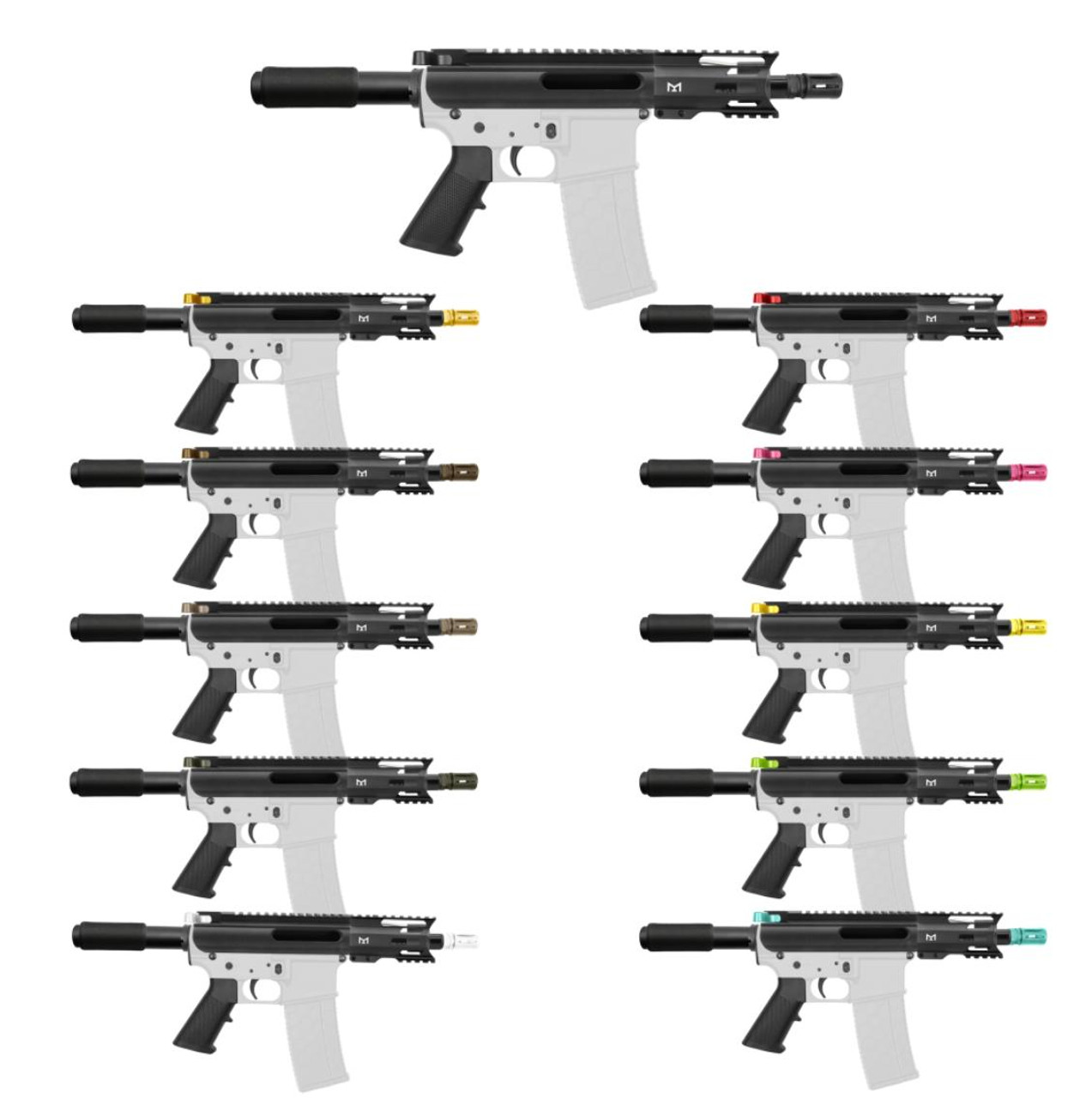 MCS AR-15 5.56 NATO 5'' SLICK SLIDE PISTOL KIT - FORGED UPPER WITH 4'' M LOK HANDGUARD - COLOR OPTION 