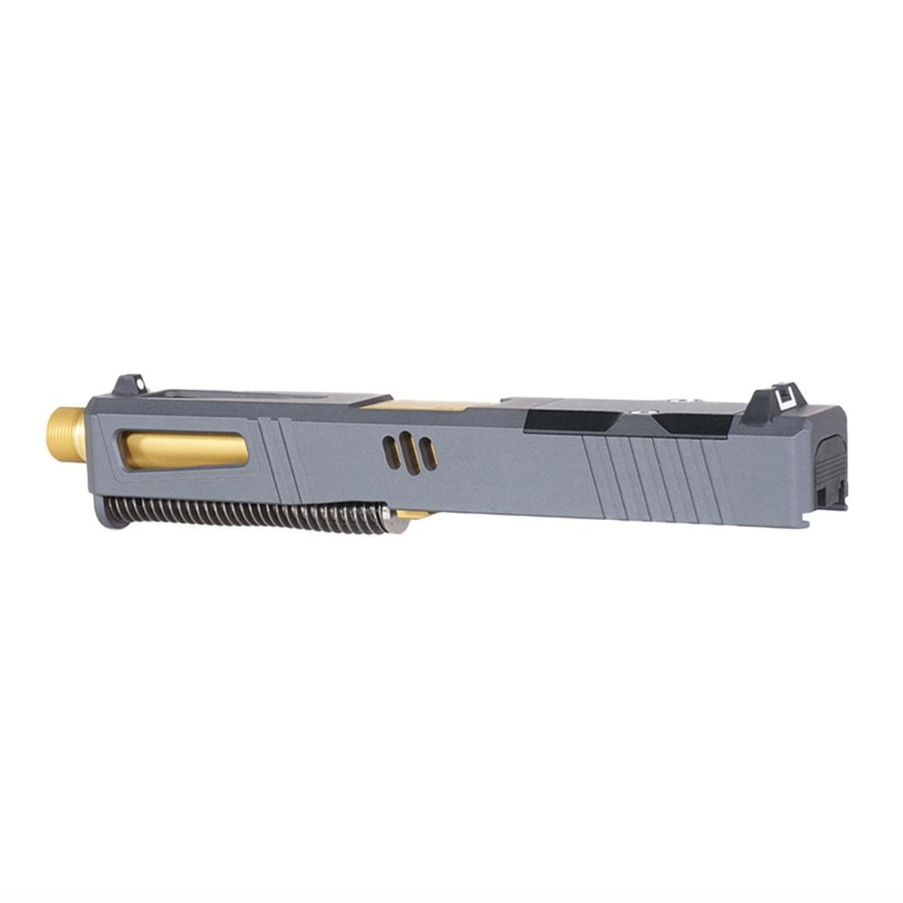 MCS 9MM COMPLETE SLIDE KIT 'GOLD STRIKE - SUPPRESSOR READY' - GLOCK 19 GEN 1-3 COMPATIBLE 