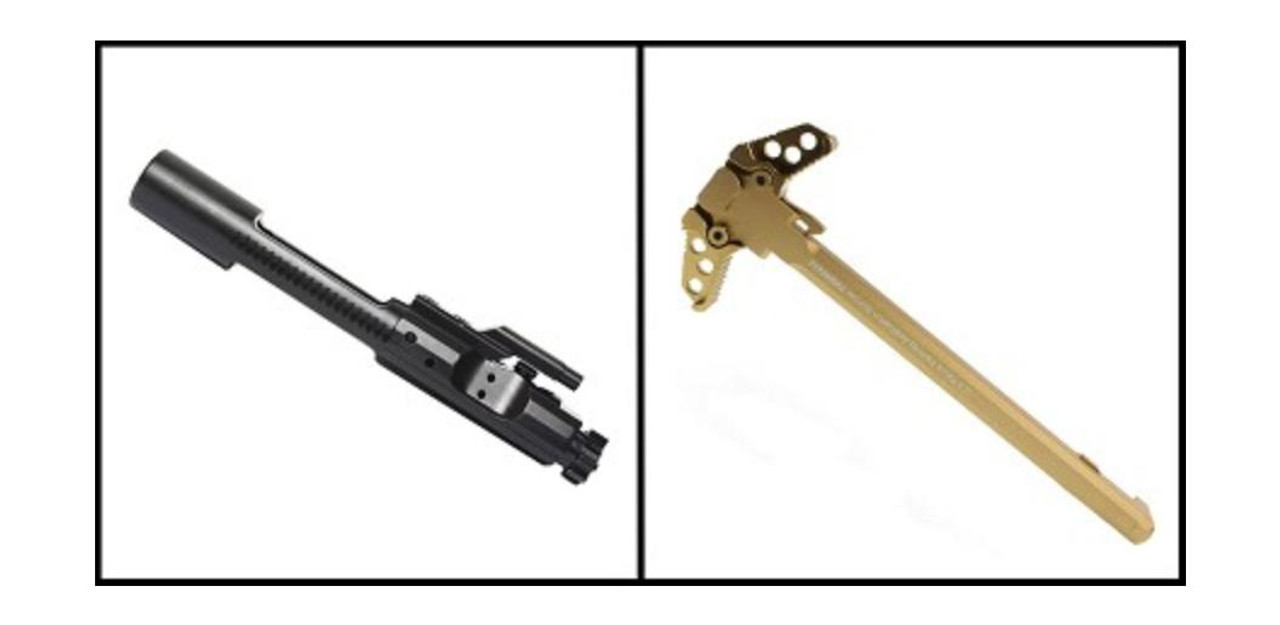 MCS AR-15 5.56 COMPLETE BOLT CARRIER GROUP AND AR-15 AMBI CHARGING HANDLE COMBO - GOLD 
