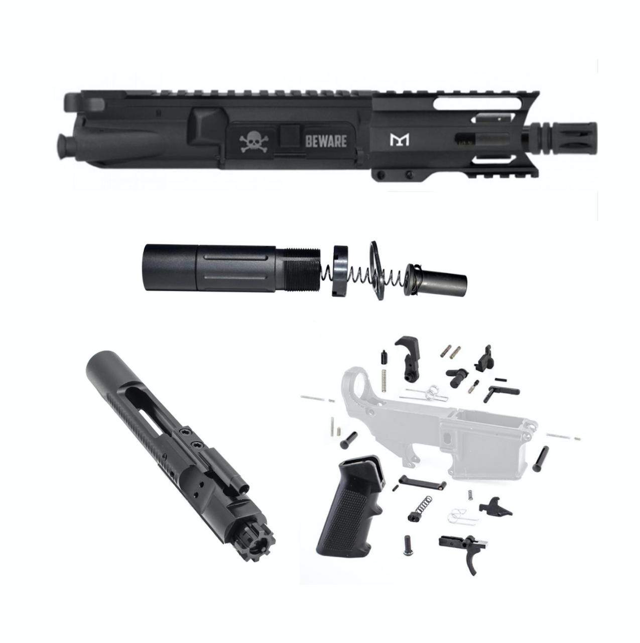 MCS Beware Micro 5" AR15 Complete Build Kit With Short Buffer System 