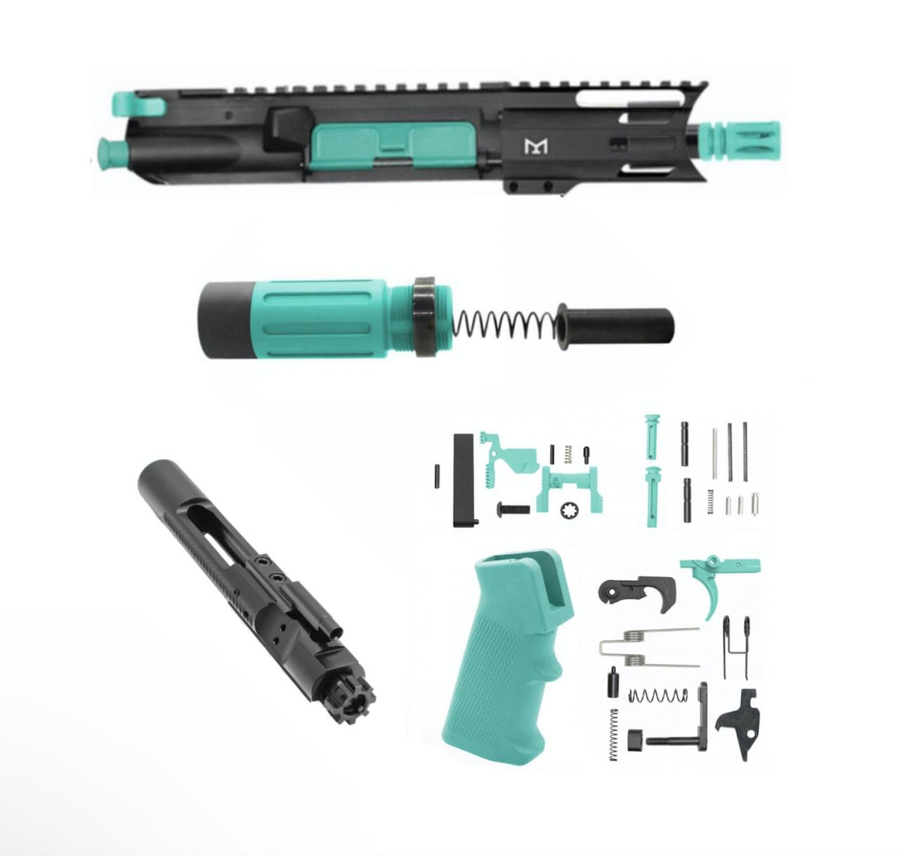 MCS Micro 5" AR15 Complete Build Kit With Short Buffer System - CEARKOTE ROBINS EGG 